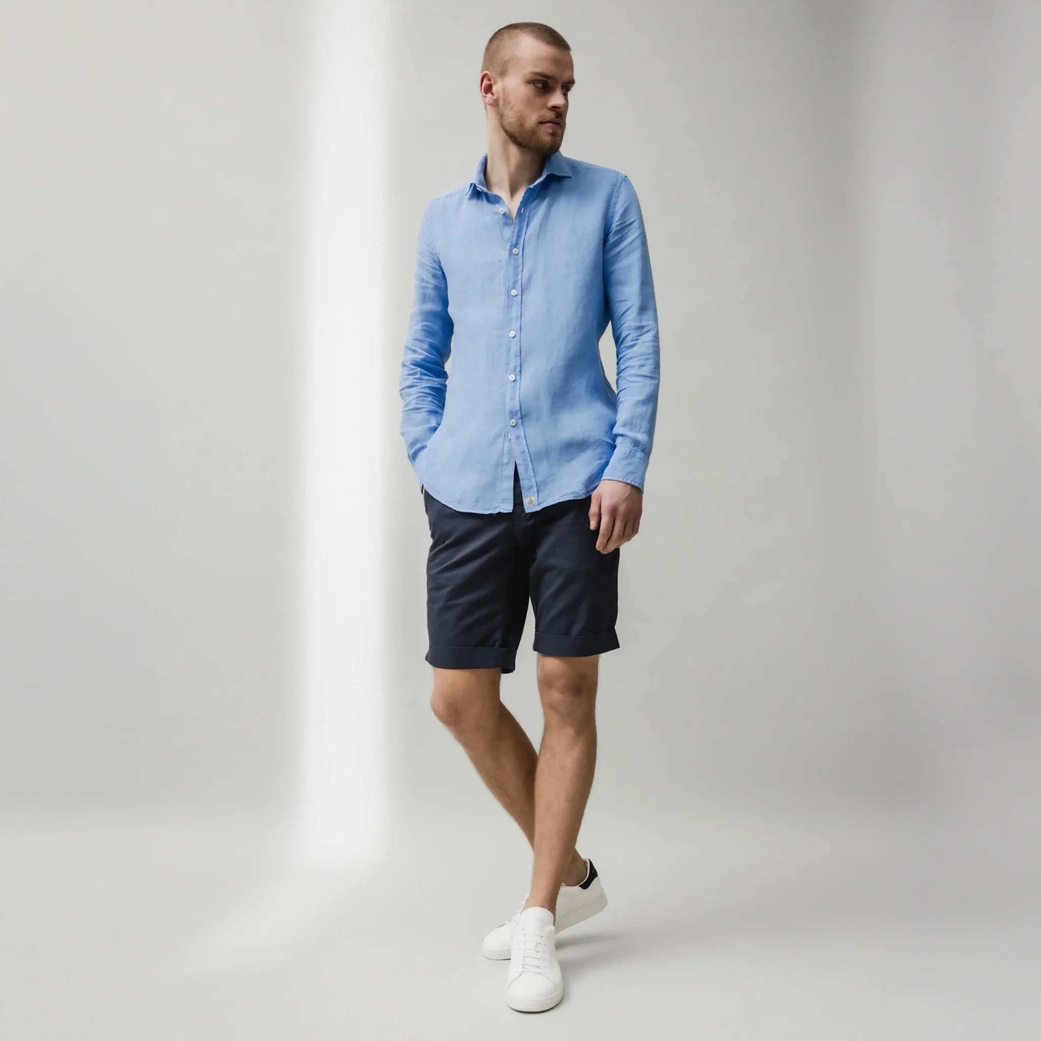 Navy Stretch Cotton Bermuda Shorts - Mason's - Image 3