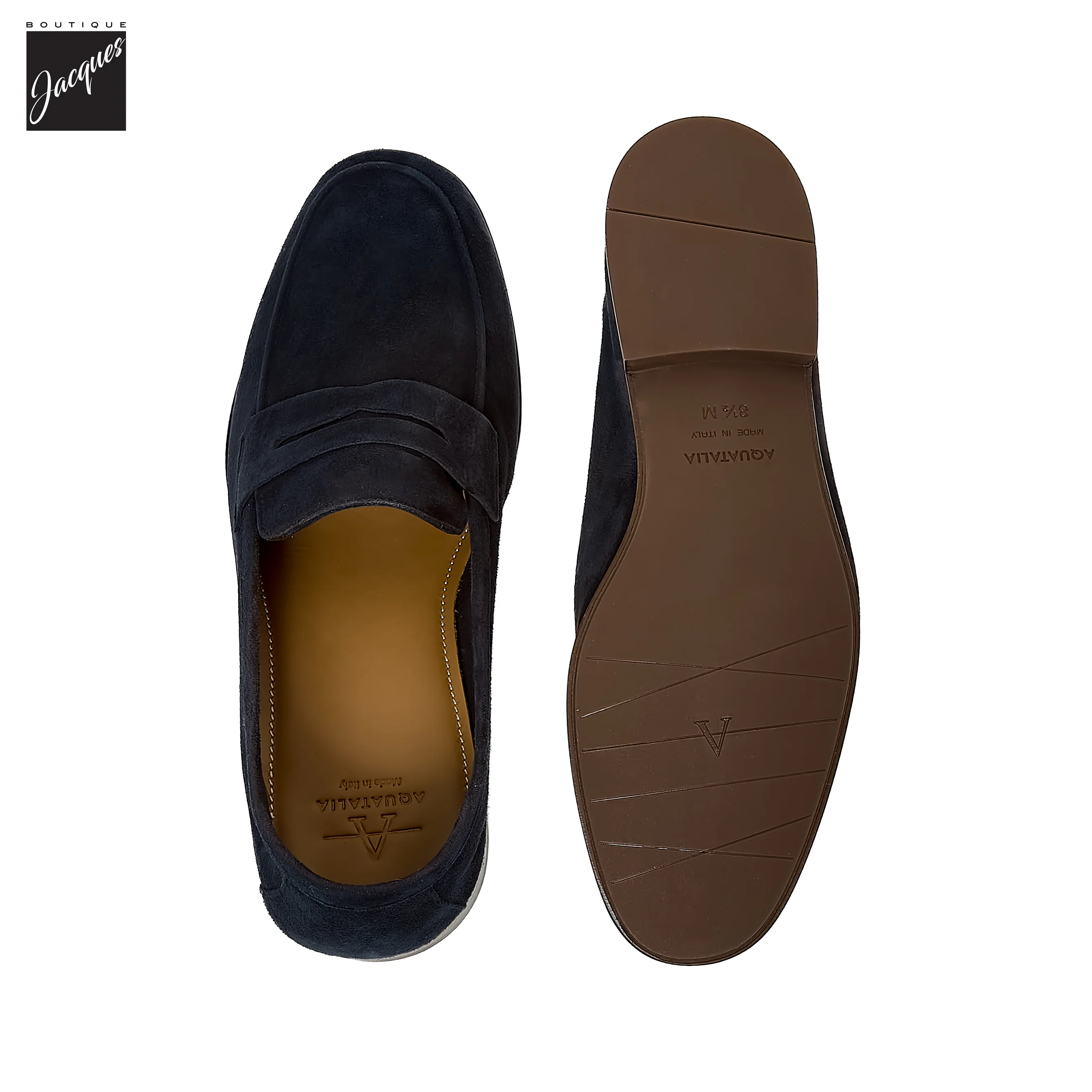Navy Suede Leather Water-Resistant Jon Penny Loafers - AQUATALIA - Image 5