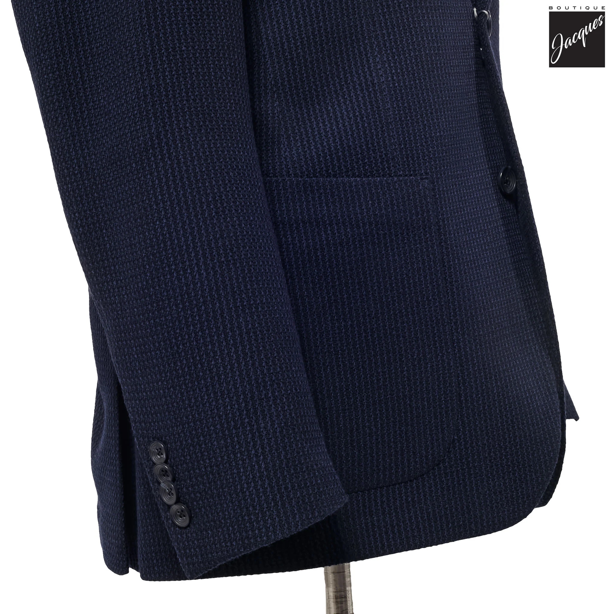 Navy Textured Wool Stretch Hampton Contemporary Fit Sport Jacket - Jack Victor - Image 3