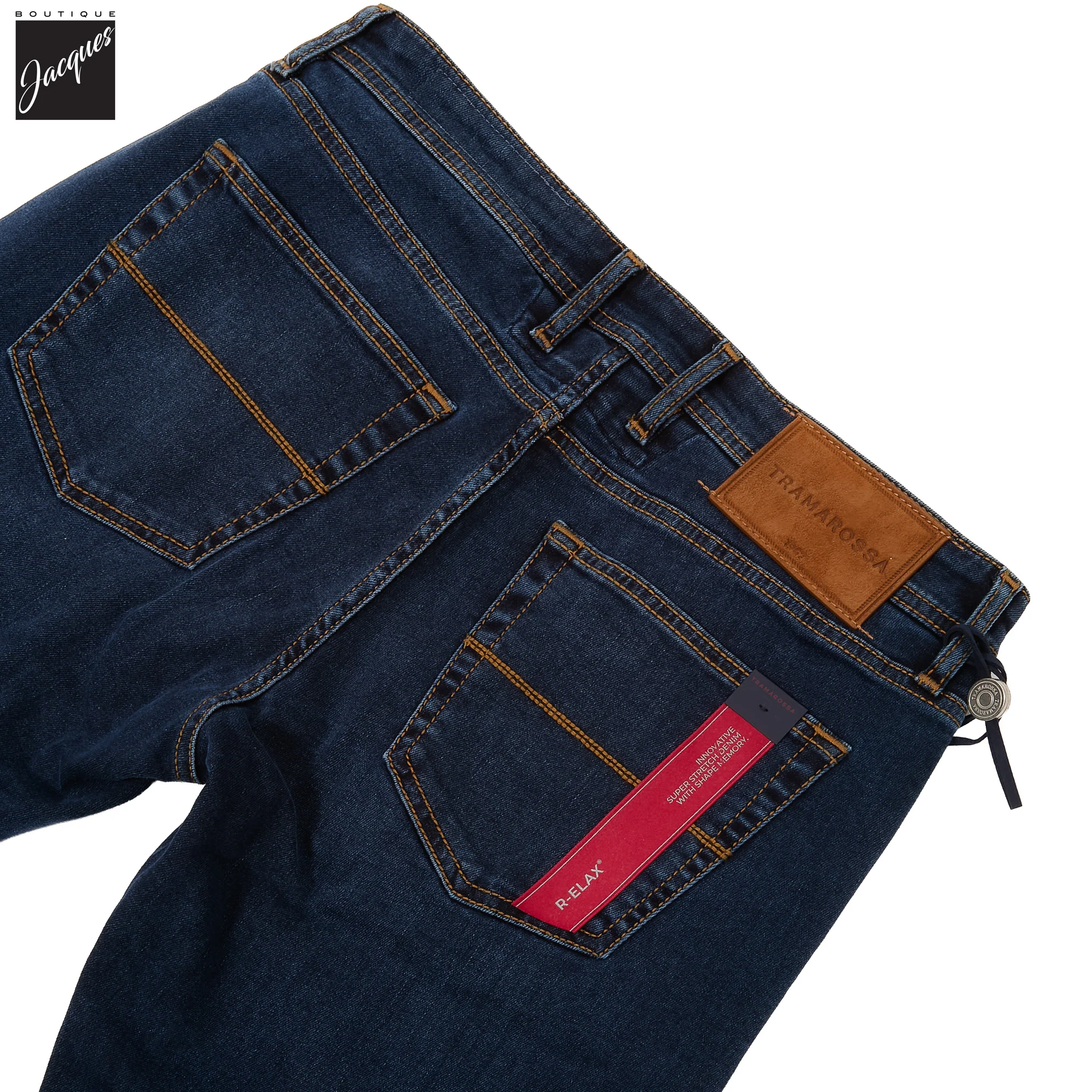 Navy Used R-Elax Michelangelo Modern Fit Super-Stretch Denim - TRAMAROSSA - Image 9