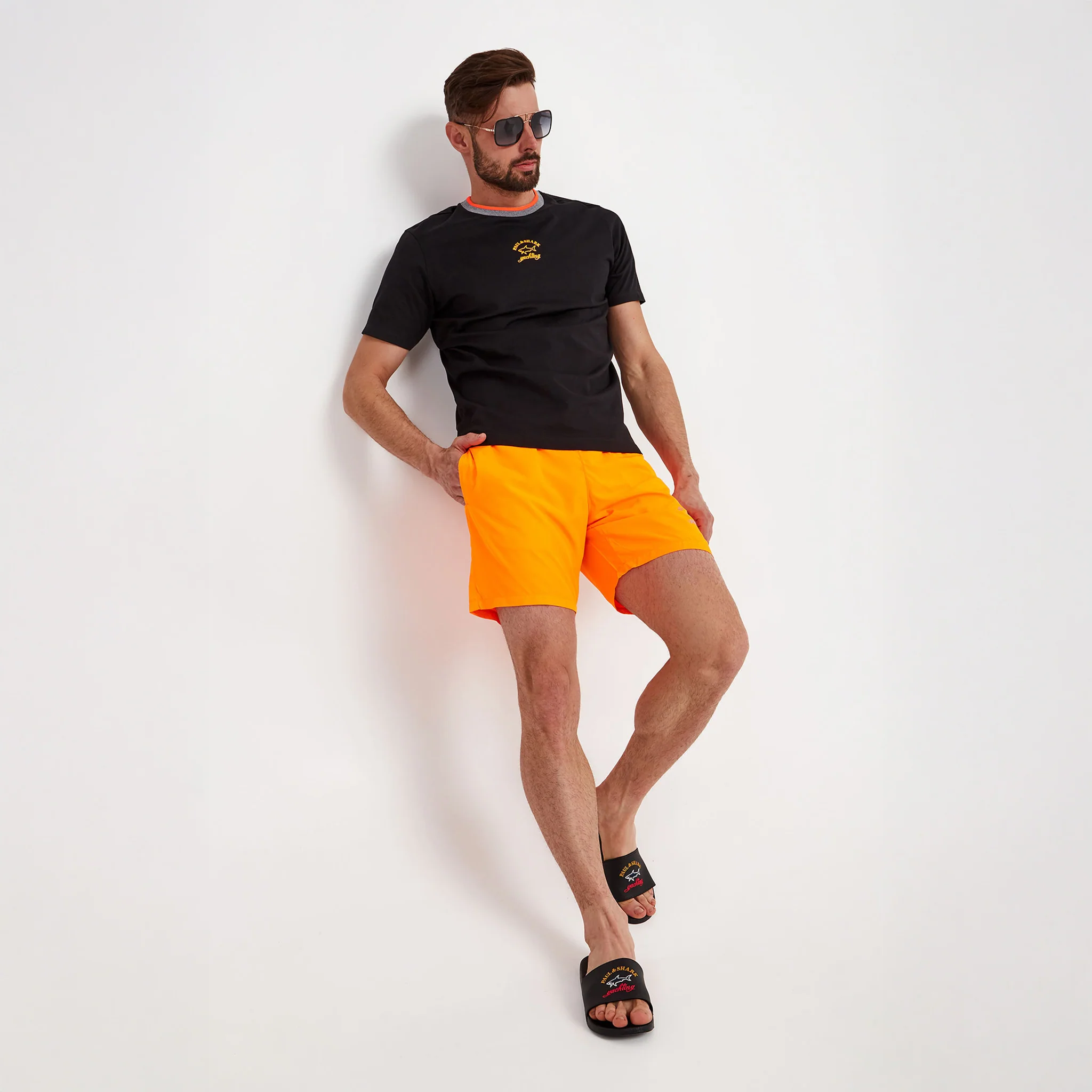 Orange Swim Shorts w/ Reflective Logo - PAUL & SHARK - Image 3