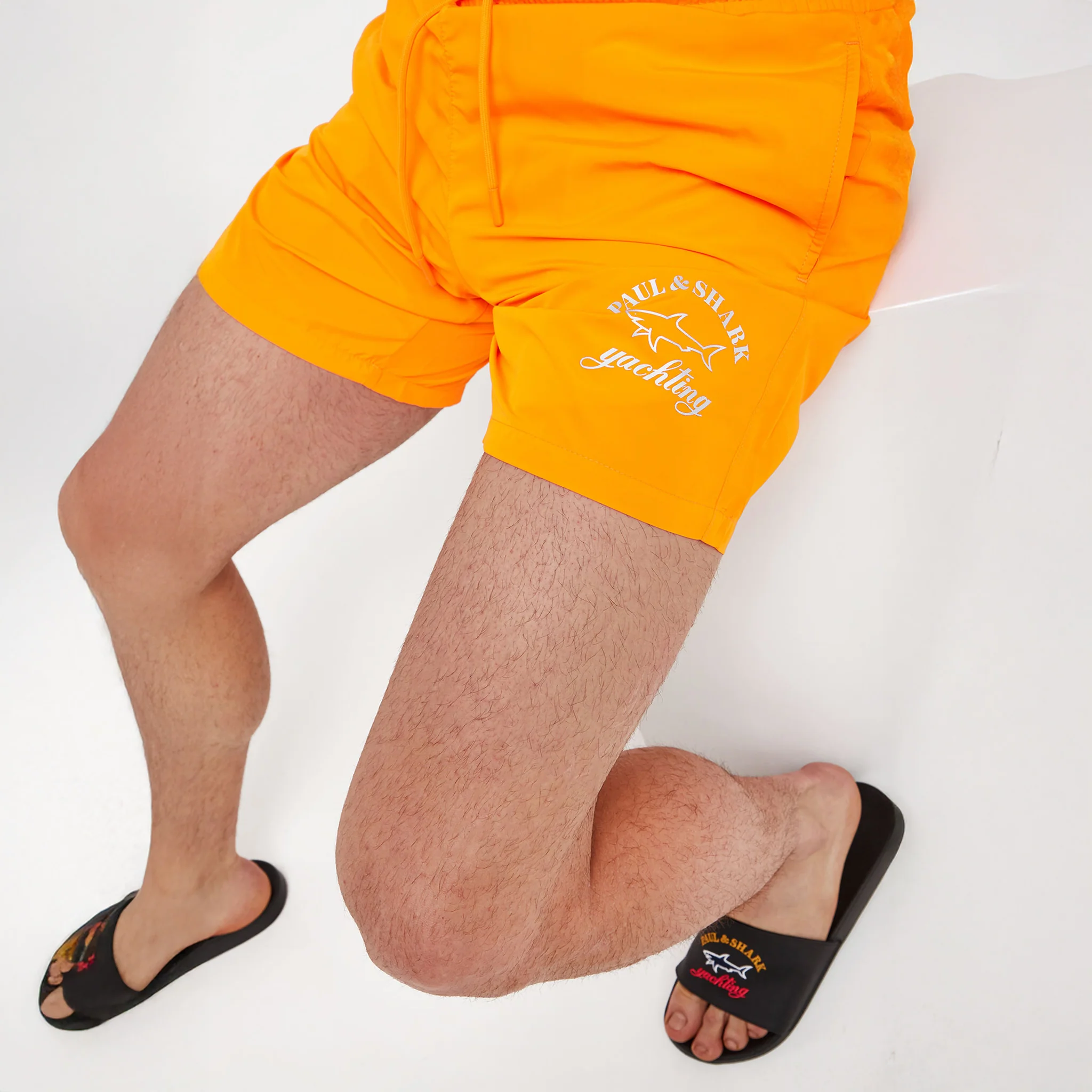 Orange Swim Shorts w/ Reflective Logo - PAUL & SHARK - Image 9