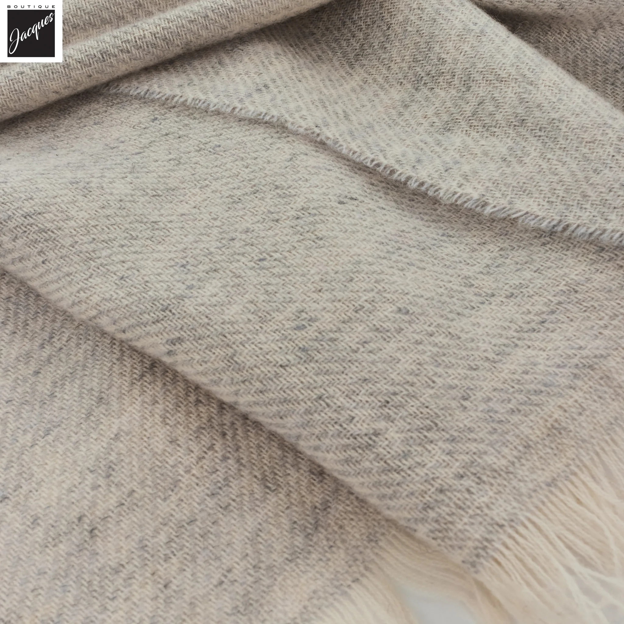 Oatmeal Mélange Cashmere-Wool Scarf - Paolo Albizzati - Image 3