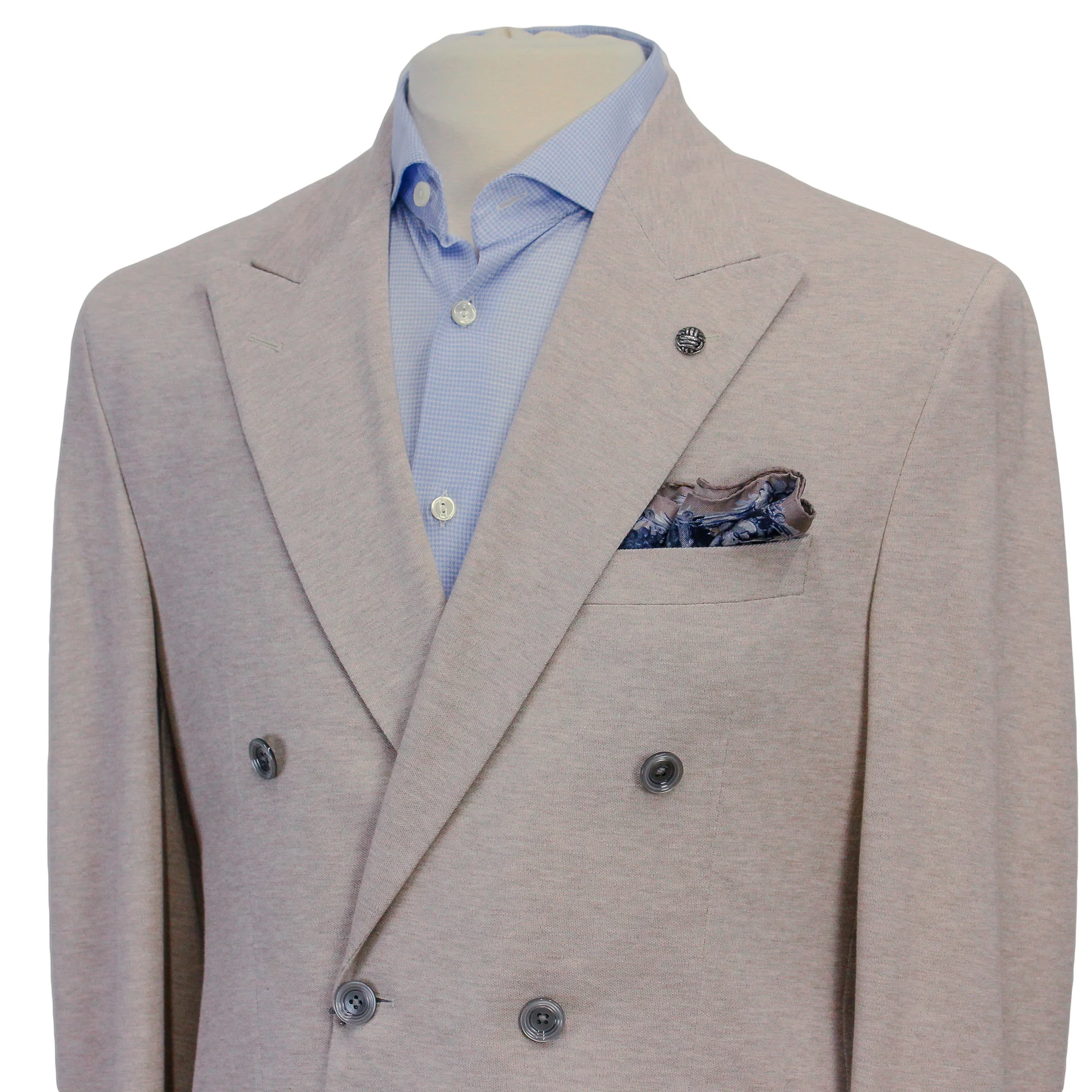 Oatmeal Double Breasted Hall Contemporary Fit Cotton Knit Sport Jacket - Jack Victor - Image 2