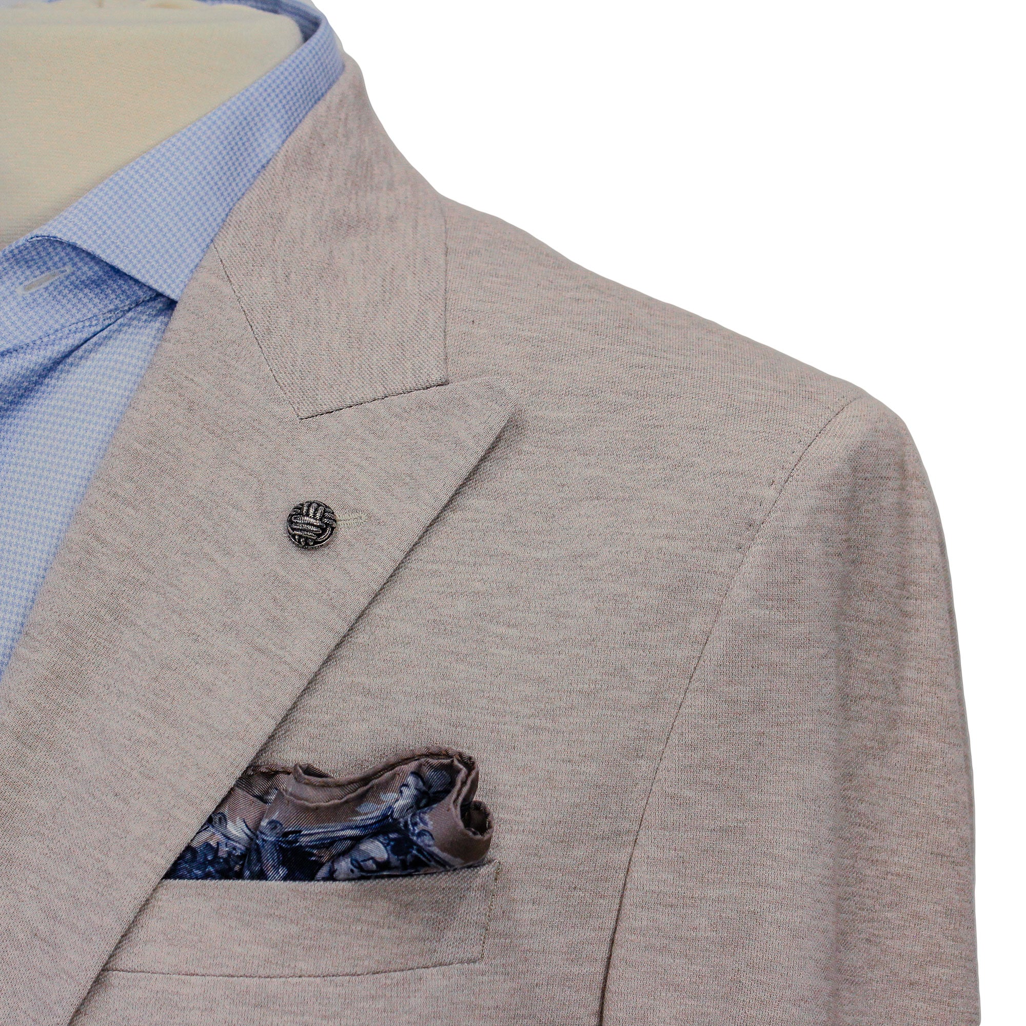 Oatmeal Double Breasted Hall Contemporary Fit Cotton Knit Sport Jacket - Jack Victor - Image 5