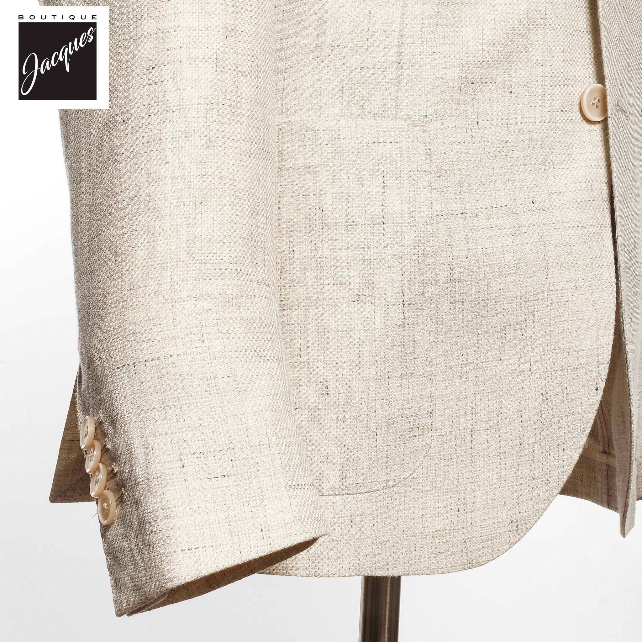 Oatmeal Linen Contemporary Fit Sport Jacket - L.B.M 1911 - Image 3