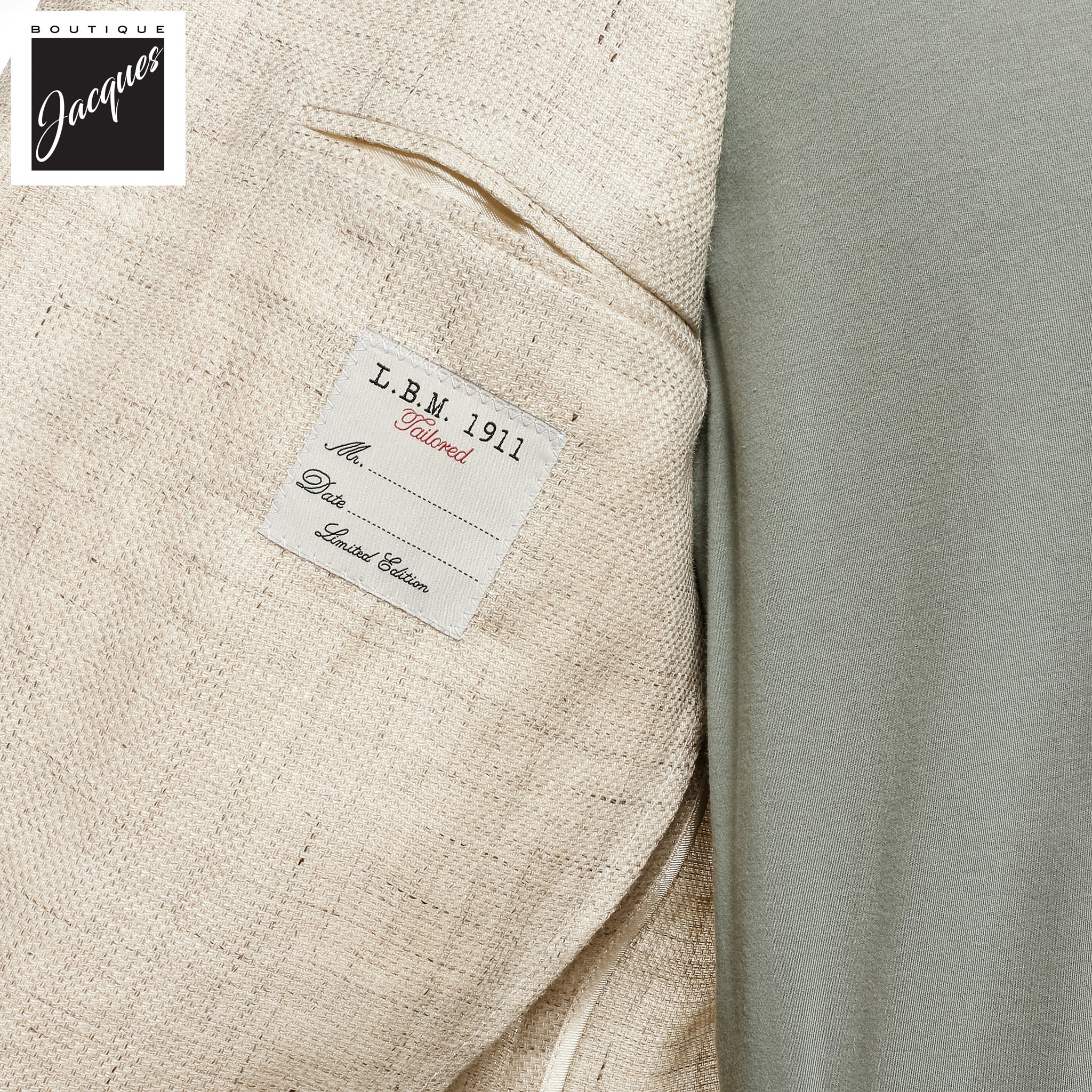 Oatmeal Linen Contemporary Fit Sport Jacket - L.B.M 1911 - Image 4