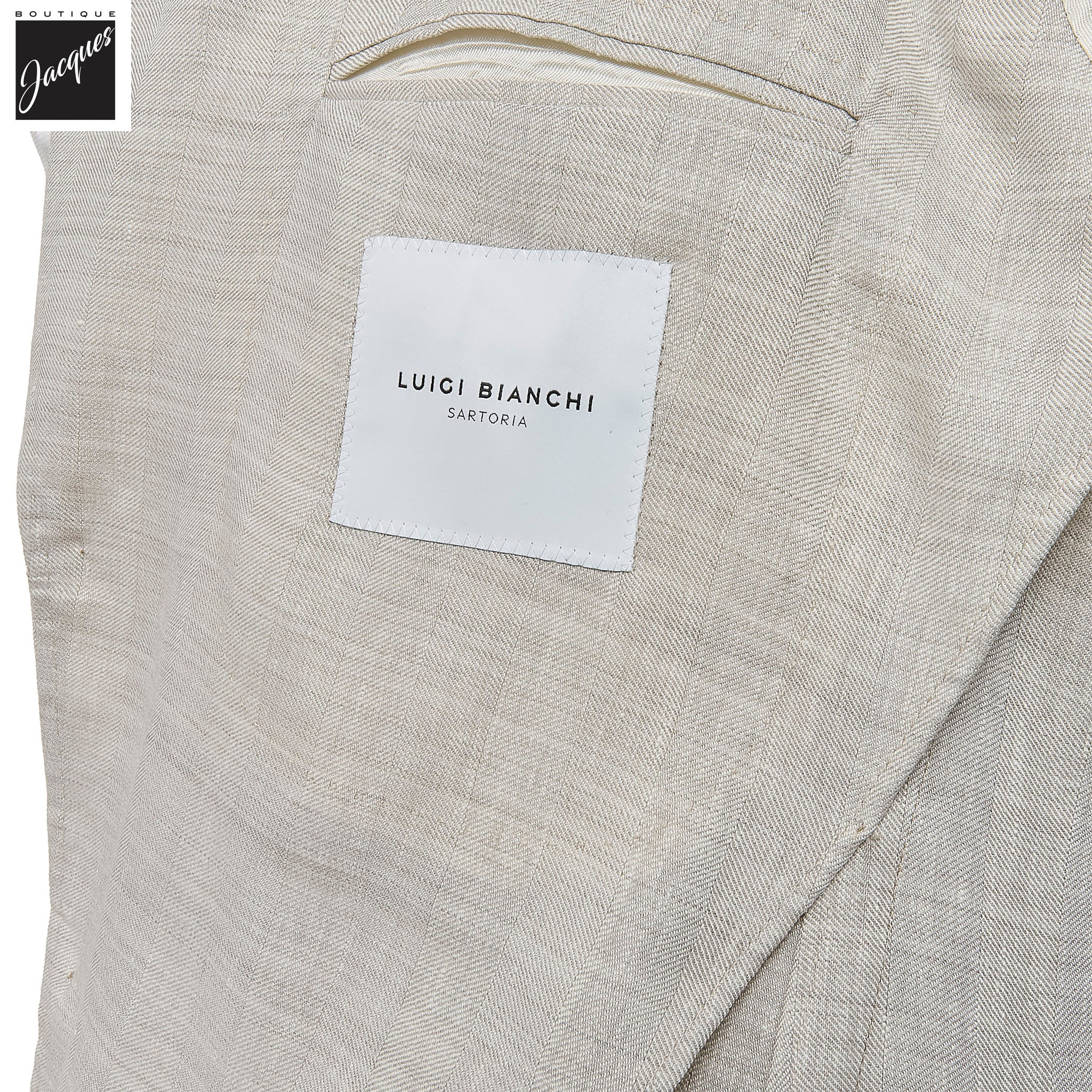 Oatmeal Linen-Wool Dream Fit Sport Jacket w/ Peak Lapels - Luigi Bianchi - Image 3