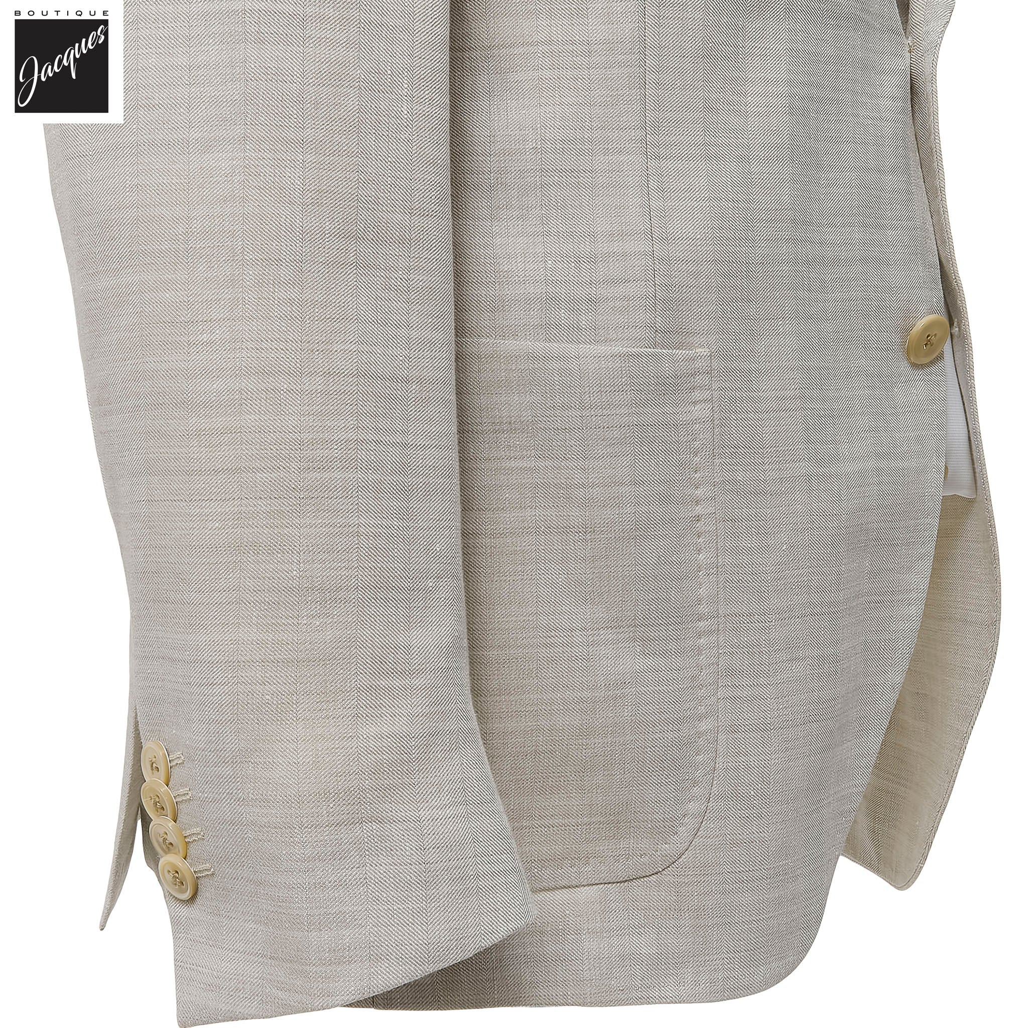 Oatmeal Linen-Wool Dream Fit Sport Jacket w/ Peak Lapels - Luigi Bianchi - Image 4