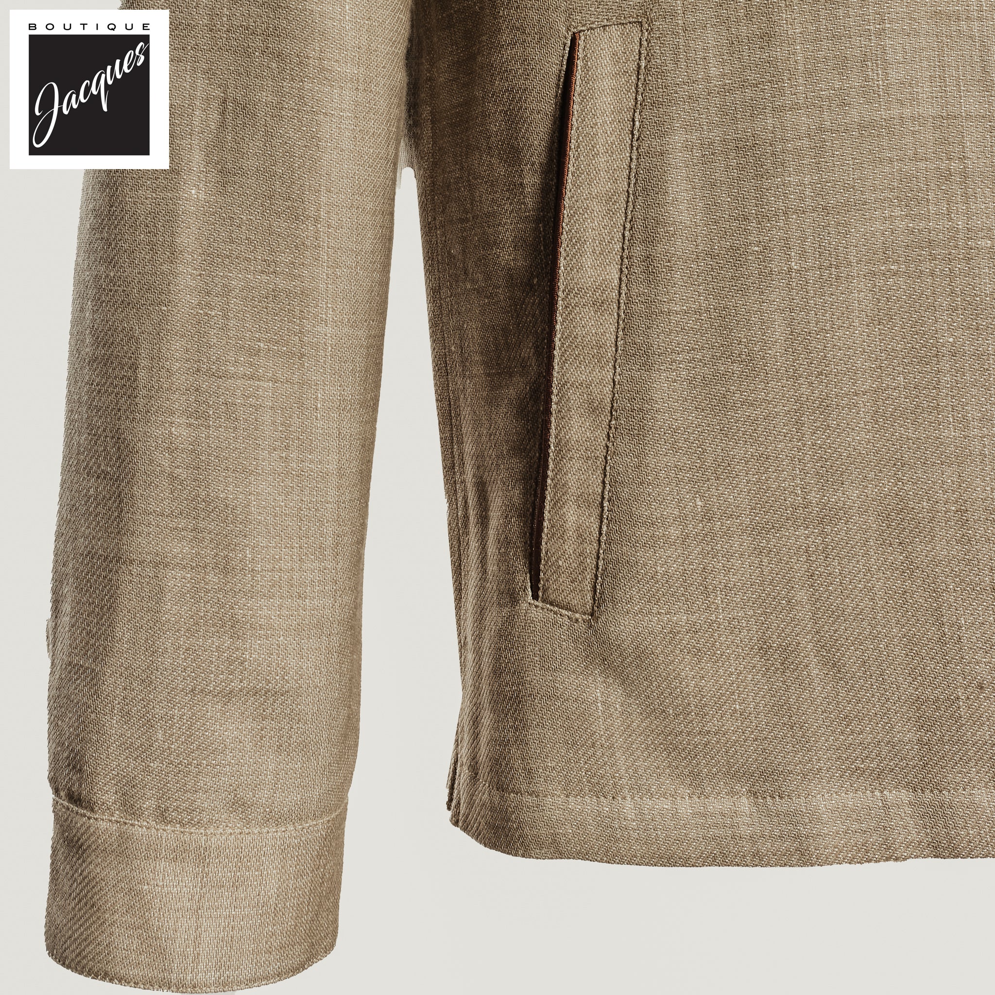 Oatmeal Linen Wool Field Jacket - MANTO - Image 3