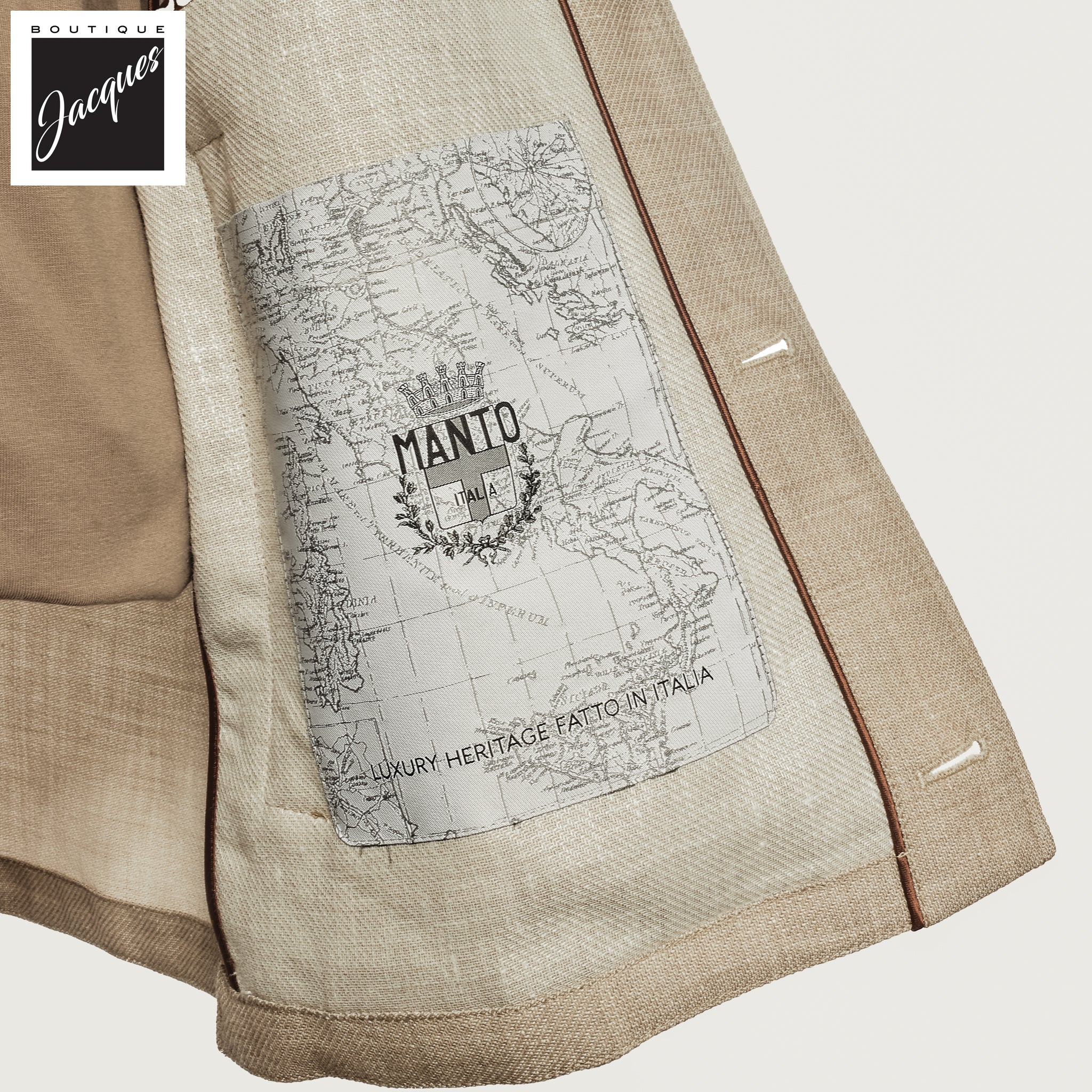 Oatmeal Linen Wool Field Jacket - MANTO - Image 4