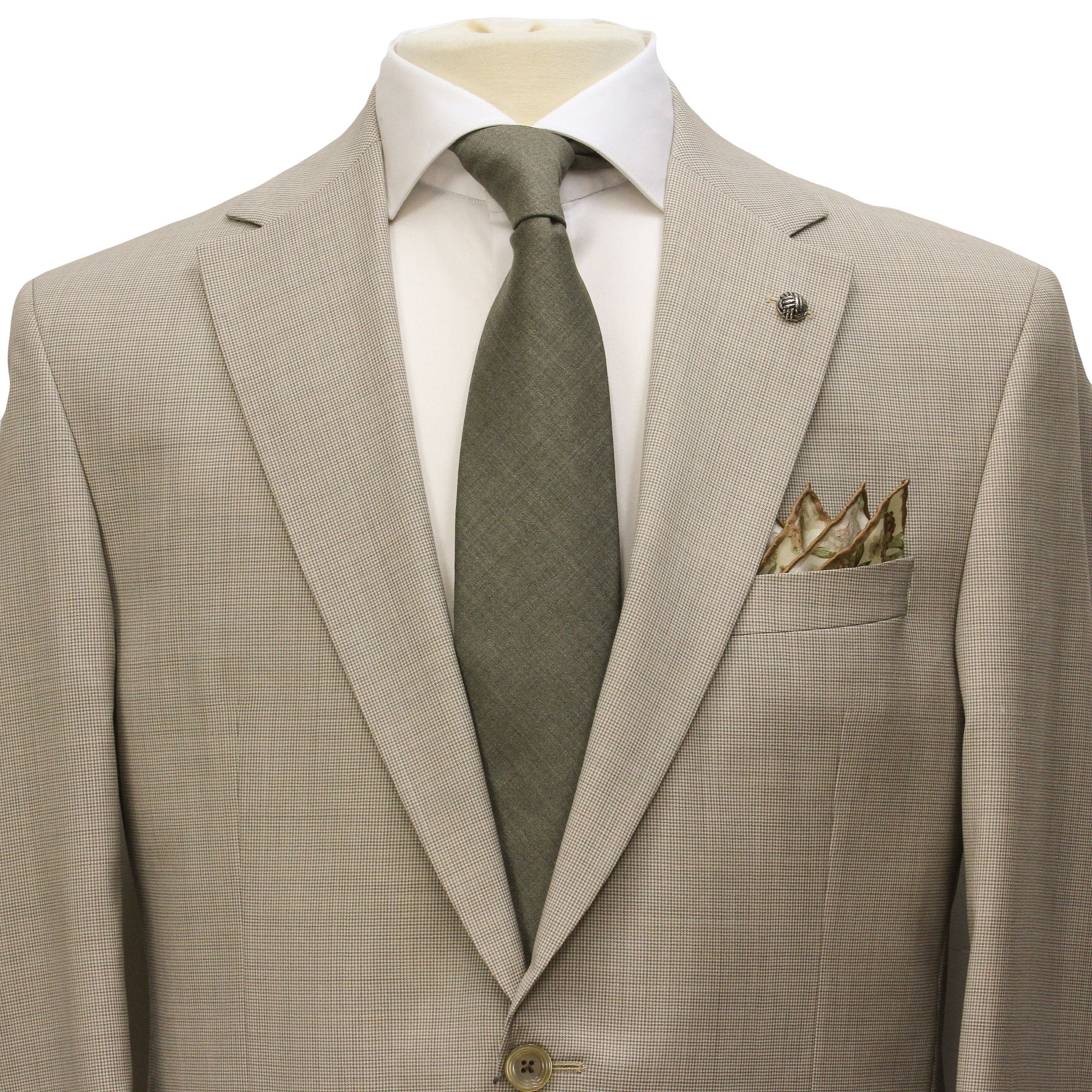Oatmeal Micro-Houndstooth Super 100's Wool Esprit Modern Fit Suit - Jack Victor - Image 2