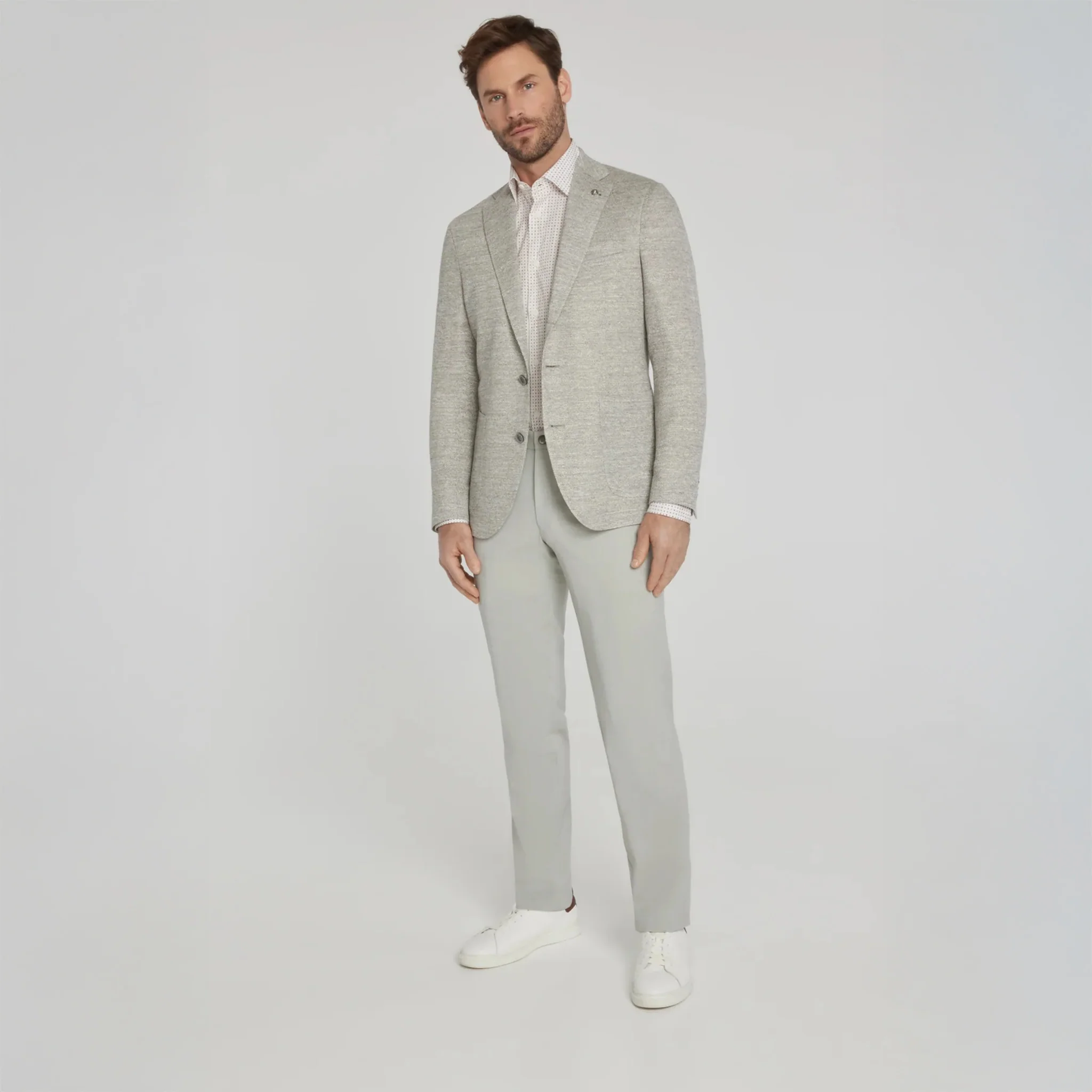 Oatmeal Mouliné Hampton Contemporary Fit Linen Knit Sport Jacket - Jack Victor - Image 10