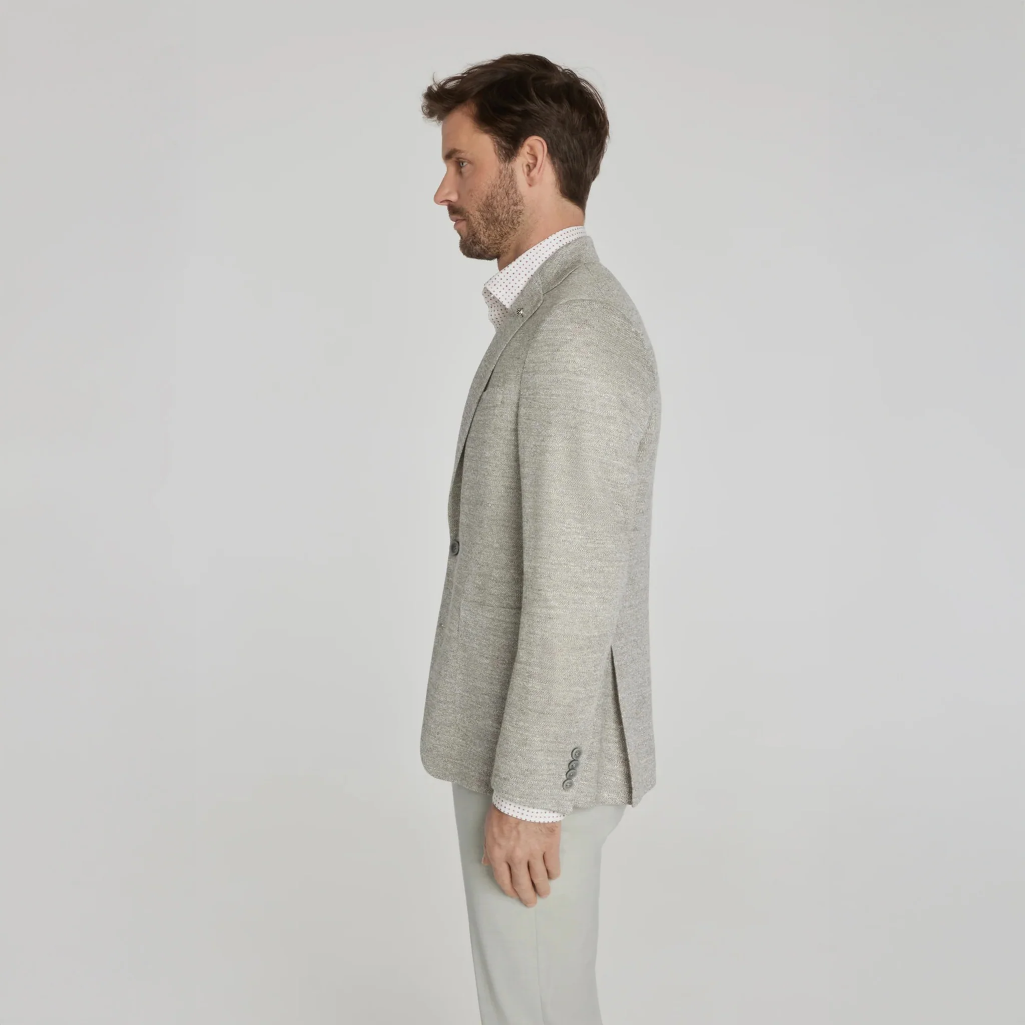 Oatmeal Mouliné Hampton Contemporary Fit Linen Knit Sport Jacket - Jack Victor - Image 11