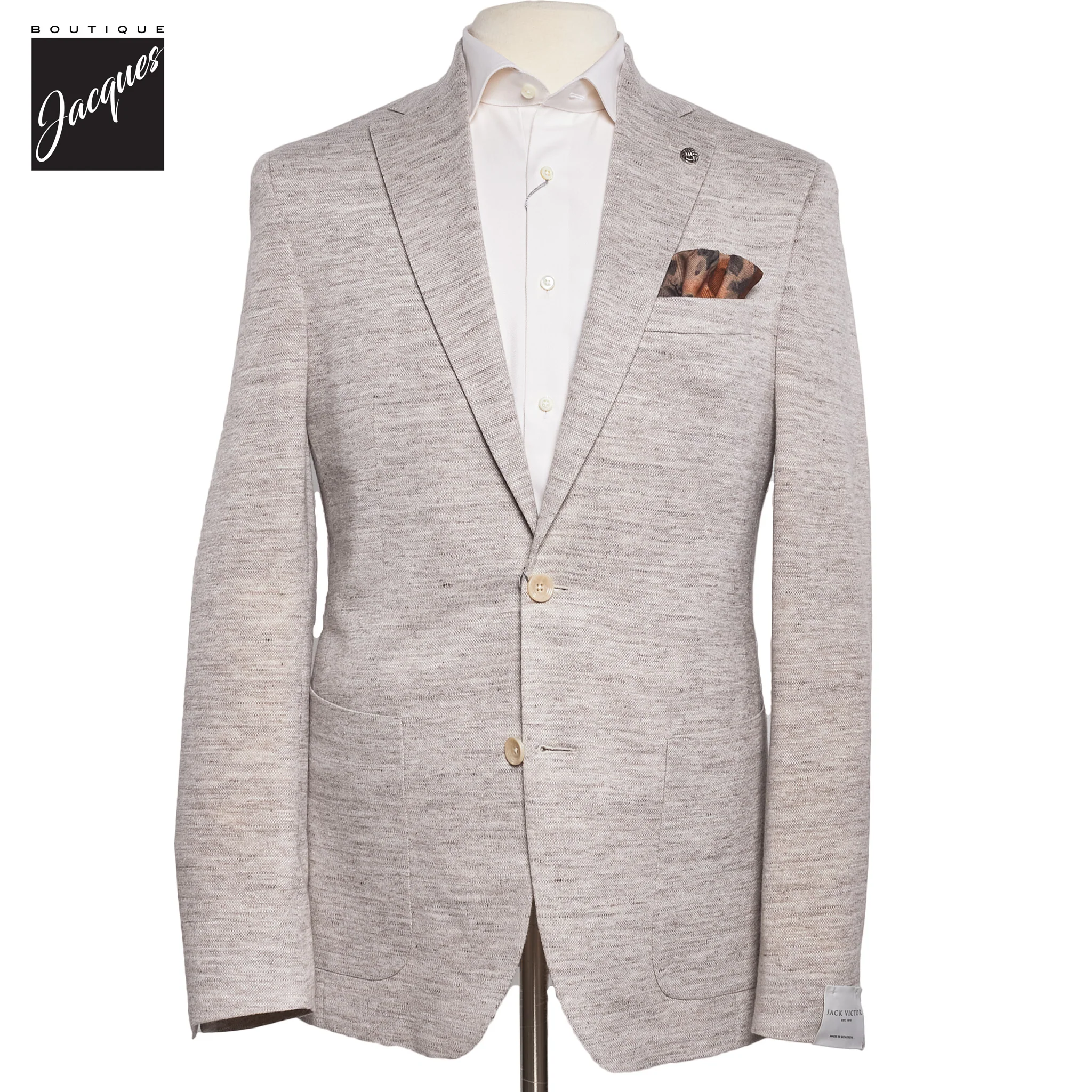 Oatmeal Mouline Knit Linen/Wool/Silk Hartford Contemporary Fit Sport Jacket - Jack Victor
