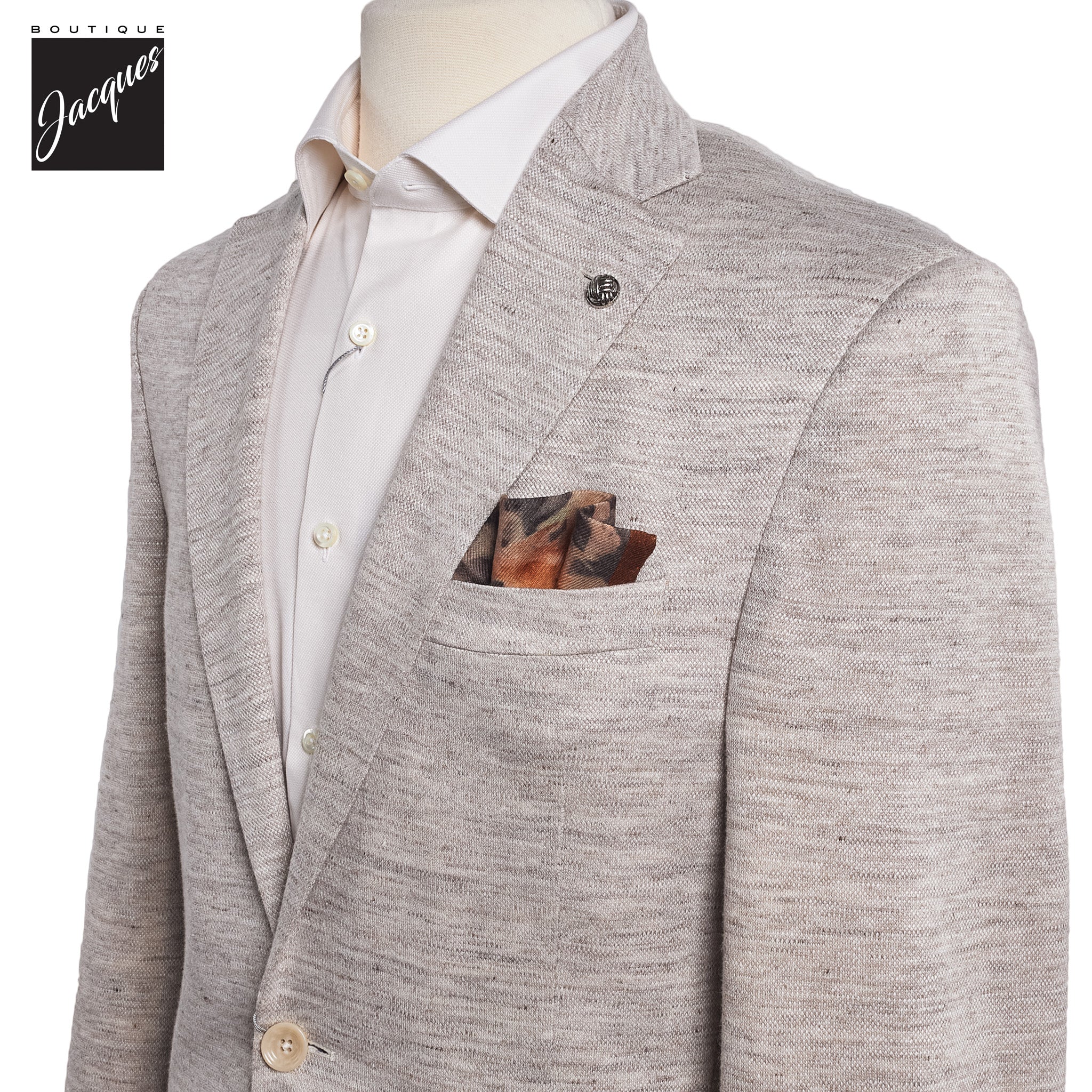 Oatmeal Mouline Knit Linen/Wool/Silk Hartford Contemporary Fit Sport Jacket - Jack Victor - Image 2
