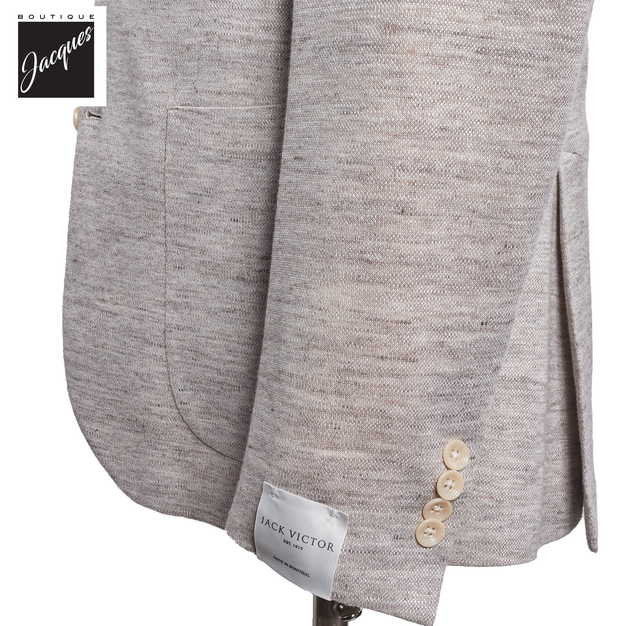 Oatmeal Mouline Knit Linen/Wool/Silk Hartford Contemporary Fit Sport Jacket - Jack Victor - Image 3