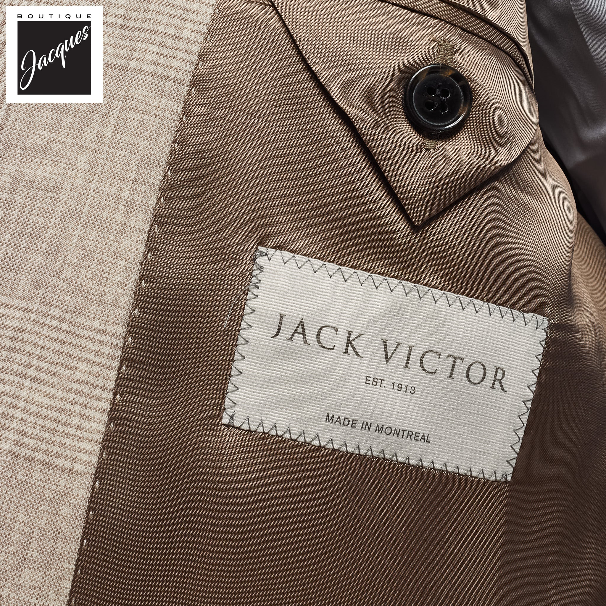 Oatmeal Prince-of-Wales Barberis Wool Morgan Contemporary Fit Suit - Jack Victor 1913 - Image 4