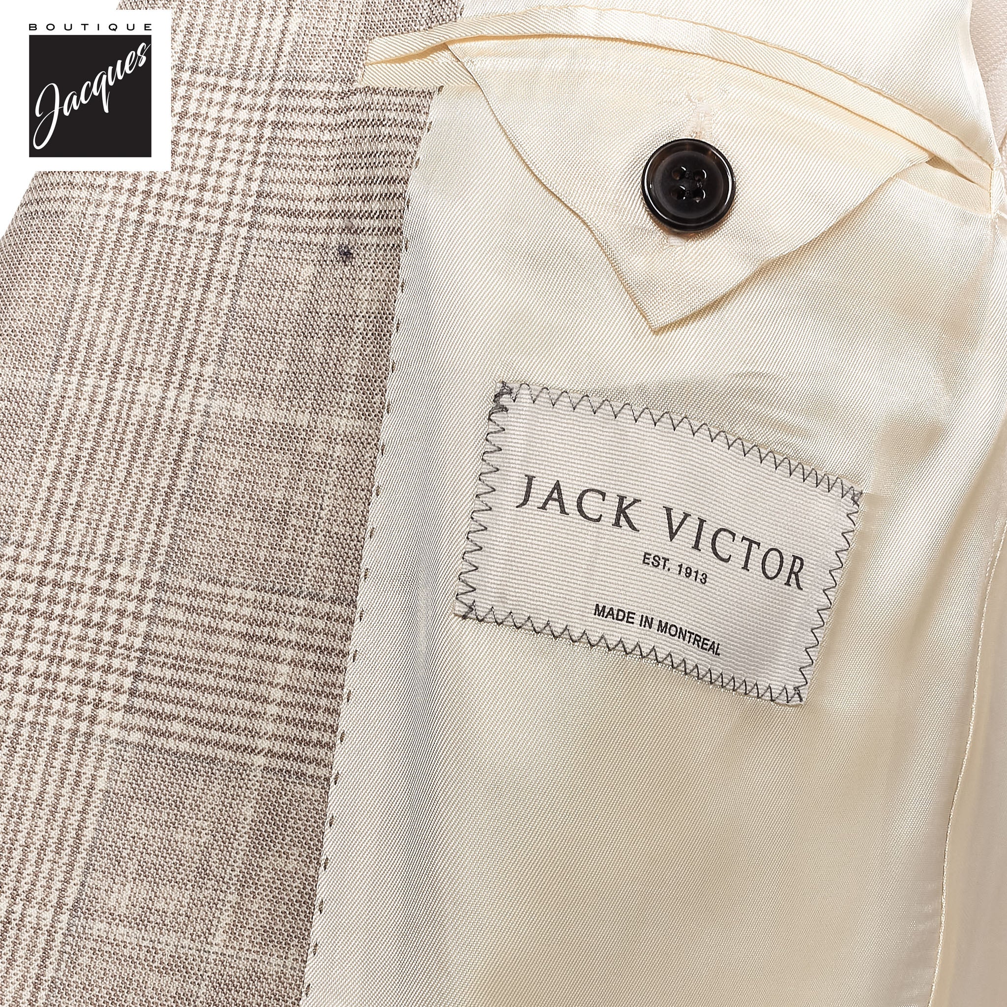 Oatmeal Prince-of-Wales Super 120s Wool Midland Contemporary Sport Jacket - Jack Victor - Image 4