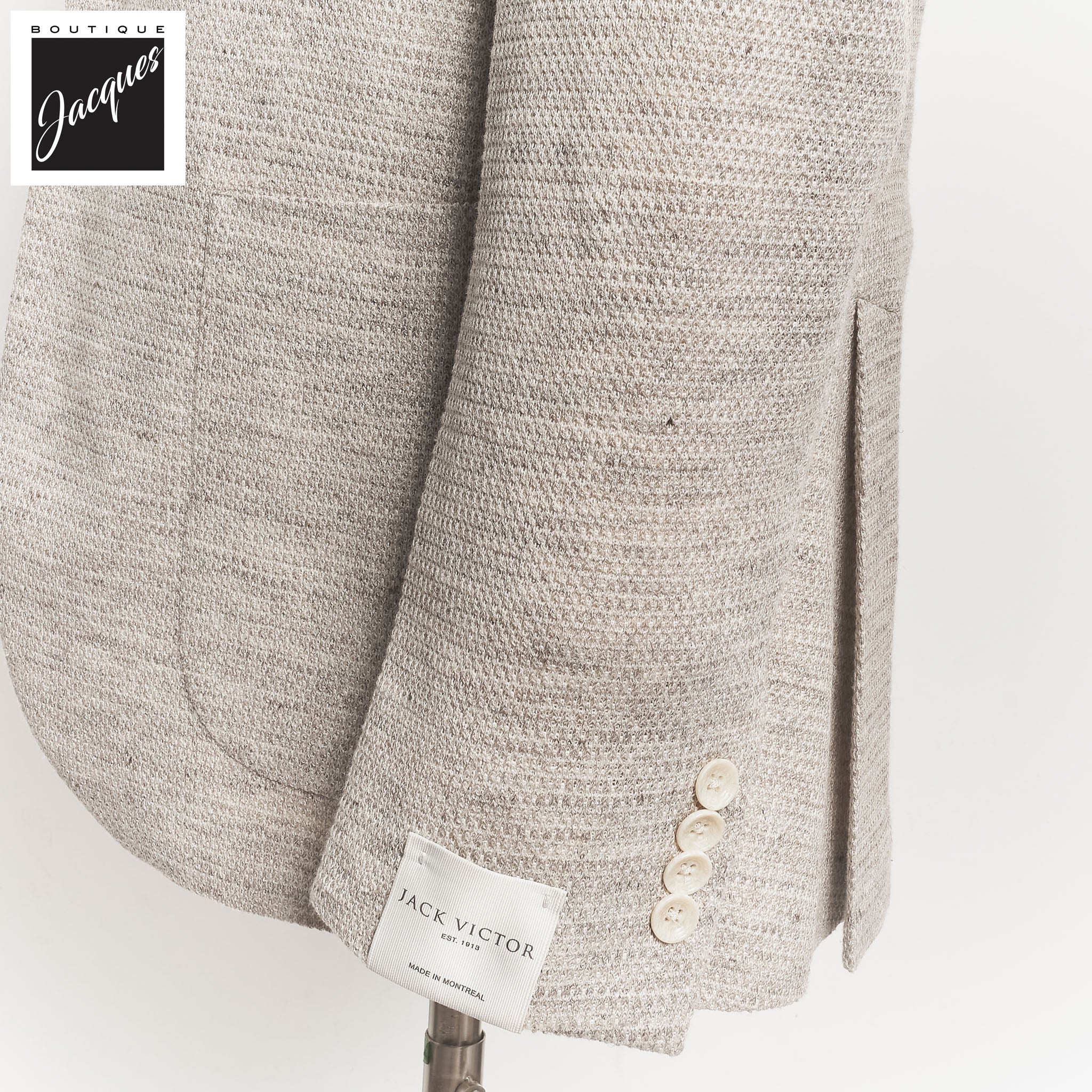 Oatmeal Woven Knit Linen/Wool/Silk Hartford Contemporary Fit Sport Jacket - Jack Victor - Image 3