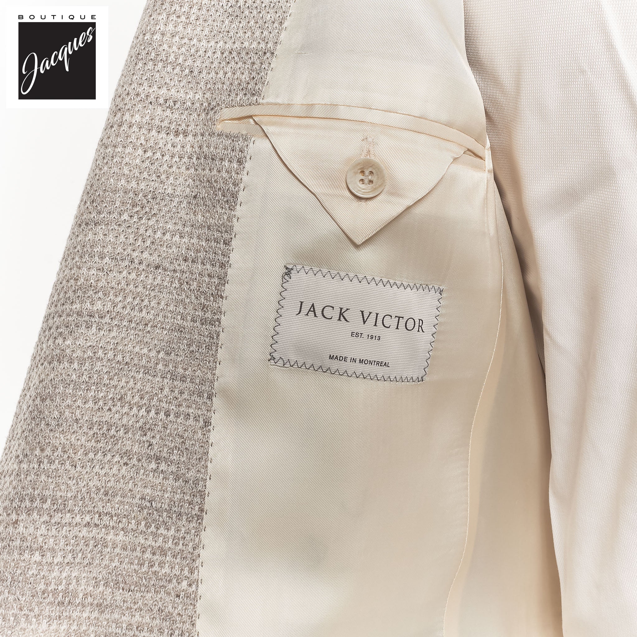 Oatmeal Woven Knit Linen/Wool/Silk Hartford Contemporary Fit Sport Jacket - Jack Victor - Image 4