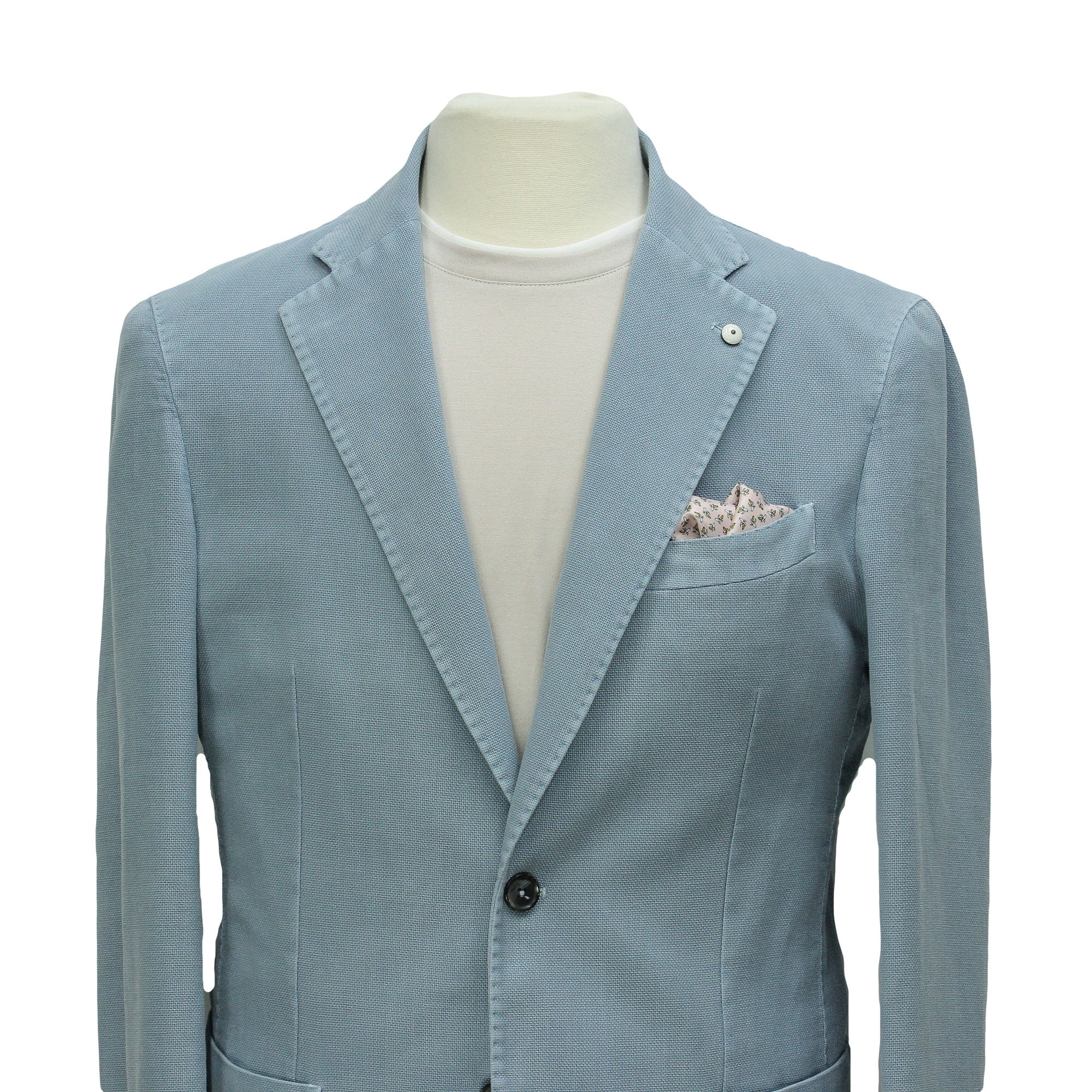 Ocean Blue Solid Cotton-Ramie Unconstructed Sport Jacket - L.B.M. 1911 - Image 3