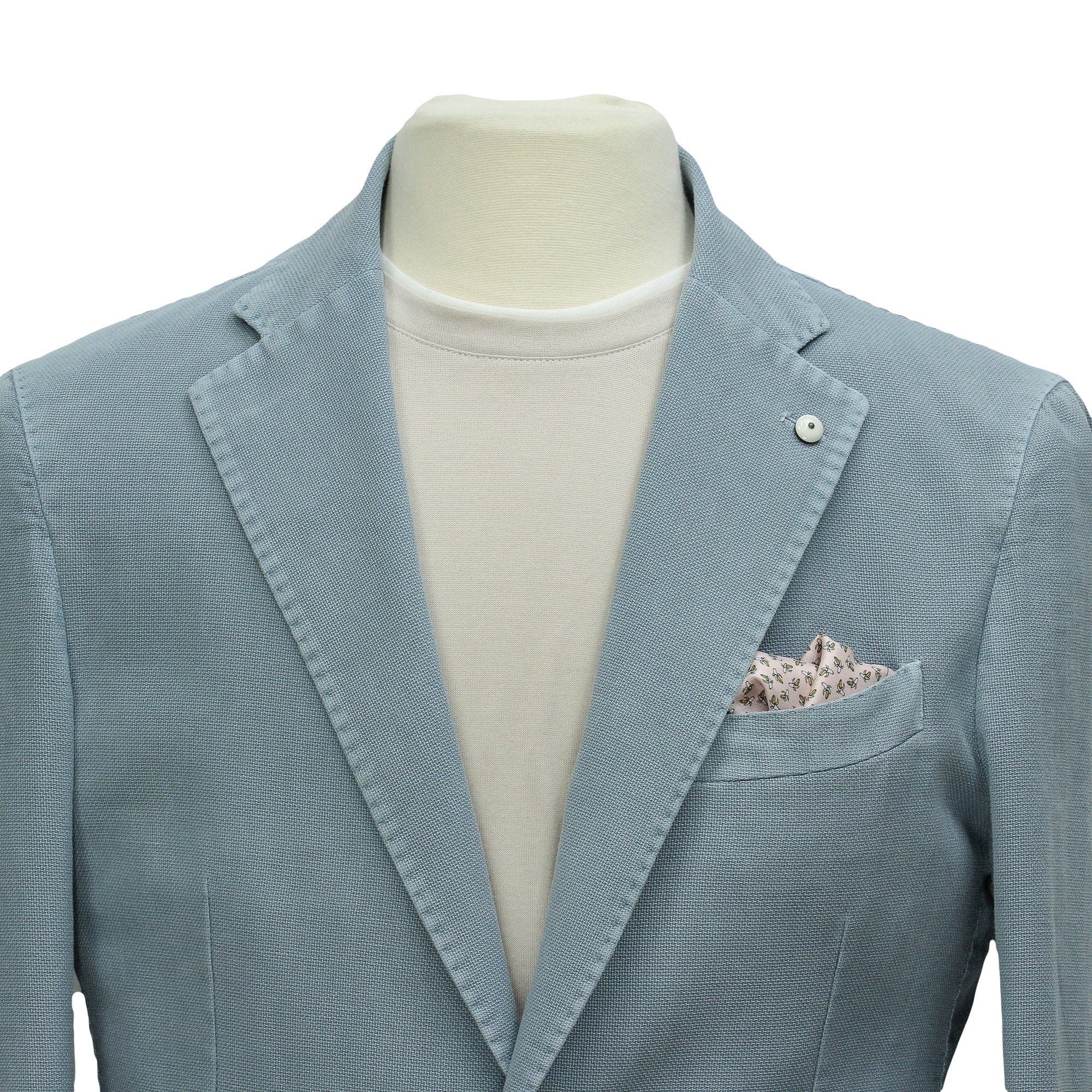 Ocean Blue Solid Cotton-Ramie Unconstructed Sport Jacket - L.B.M. 1911 - Image 5