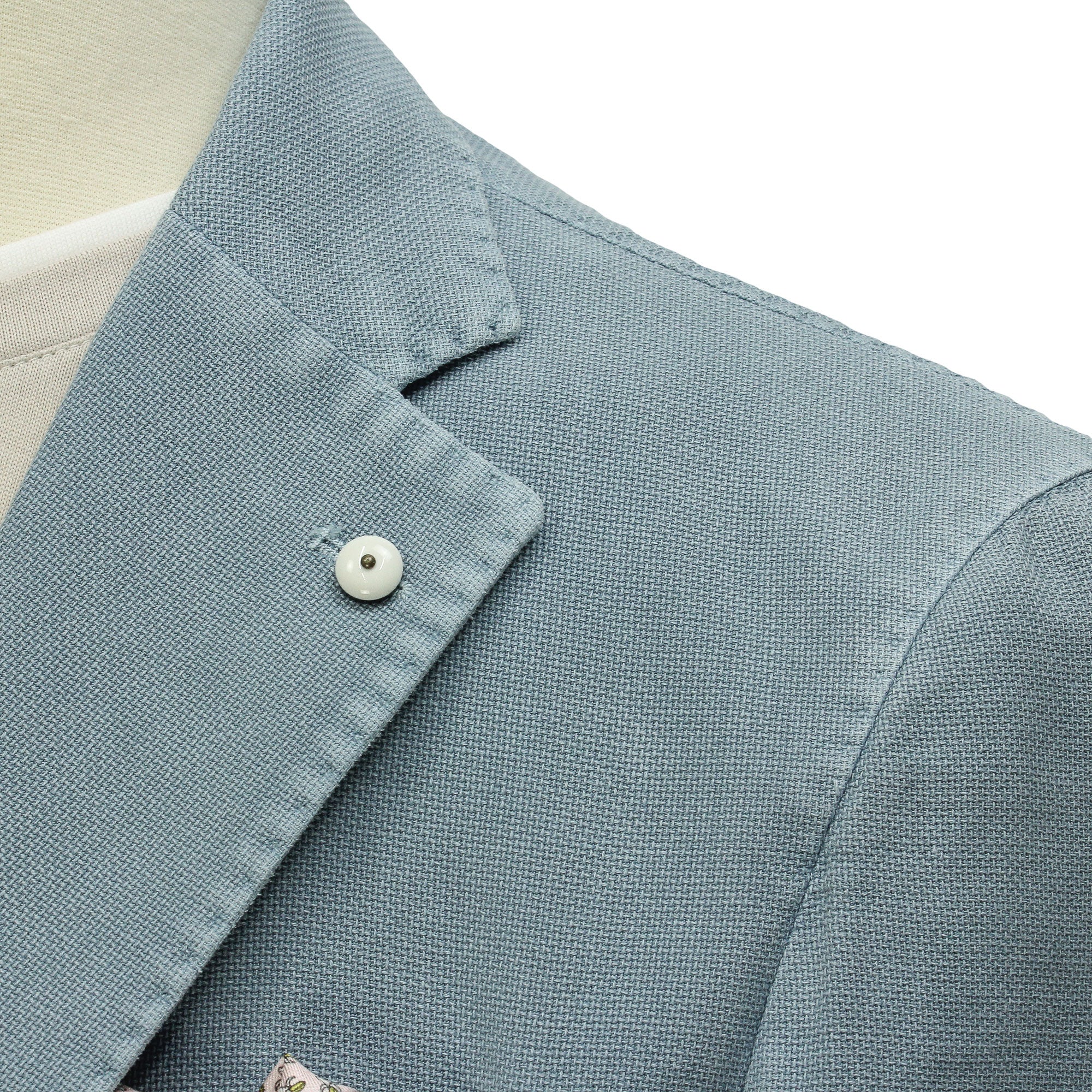 Ocean Blue Solid Cotton-Ramie Unconstructed Sport Jacket - L.B.M. 1911 - Image 6