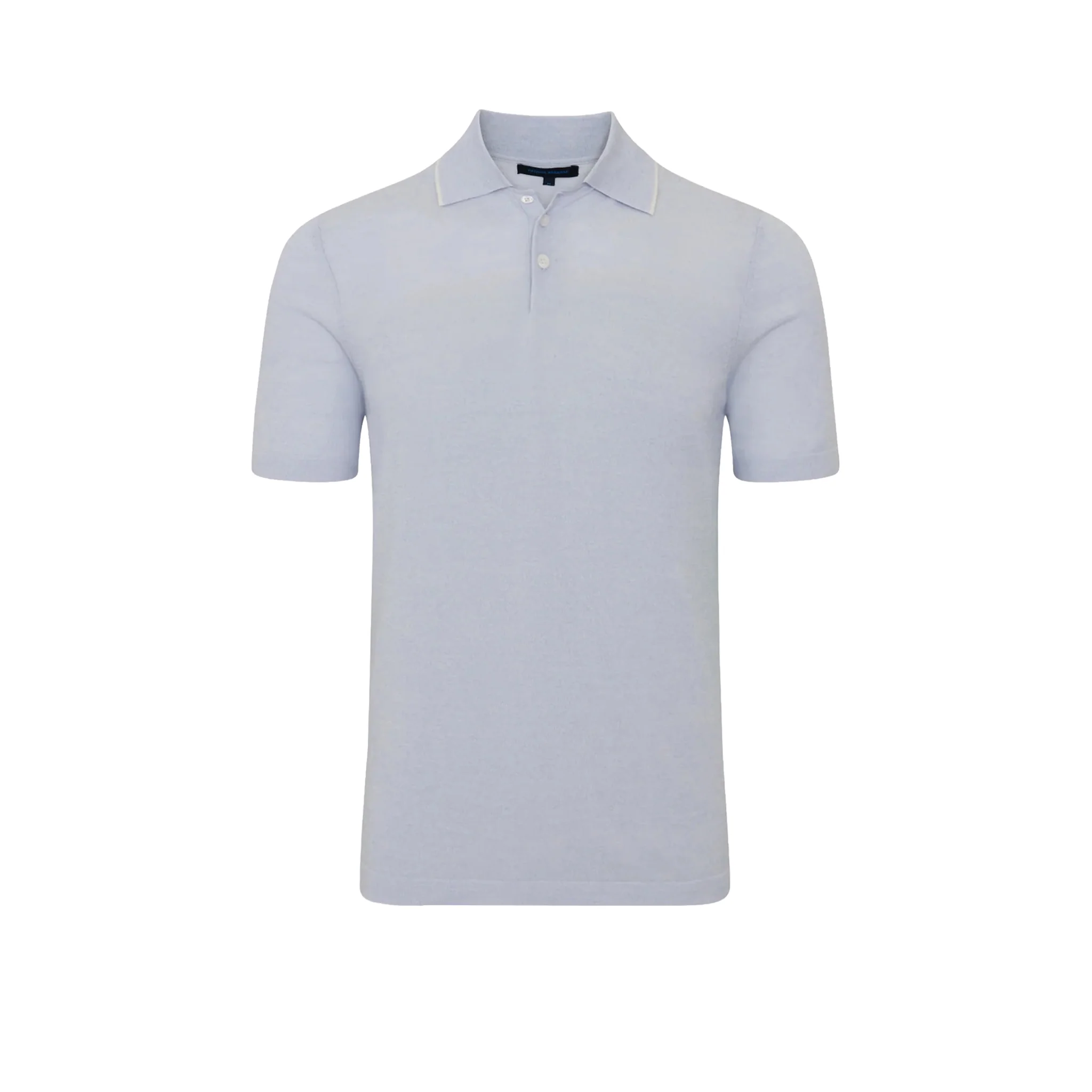 Ocean Blue Tipped Cupro-Merino Knit Polo Shirt - Patrick Assaraf - Image 5