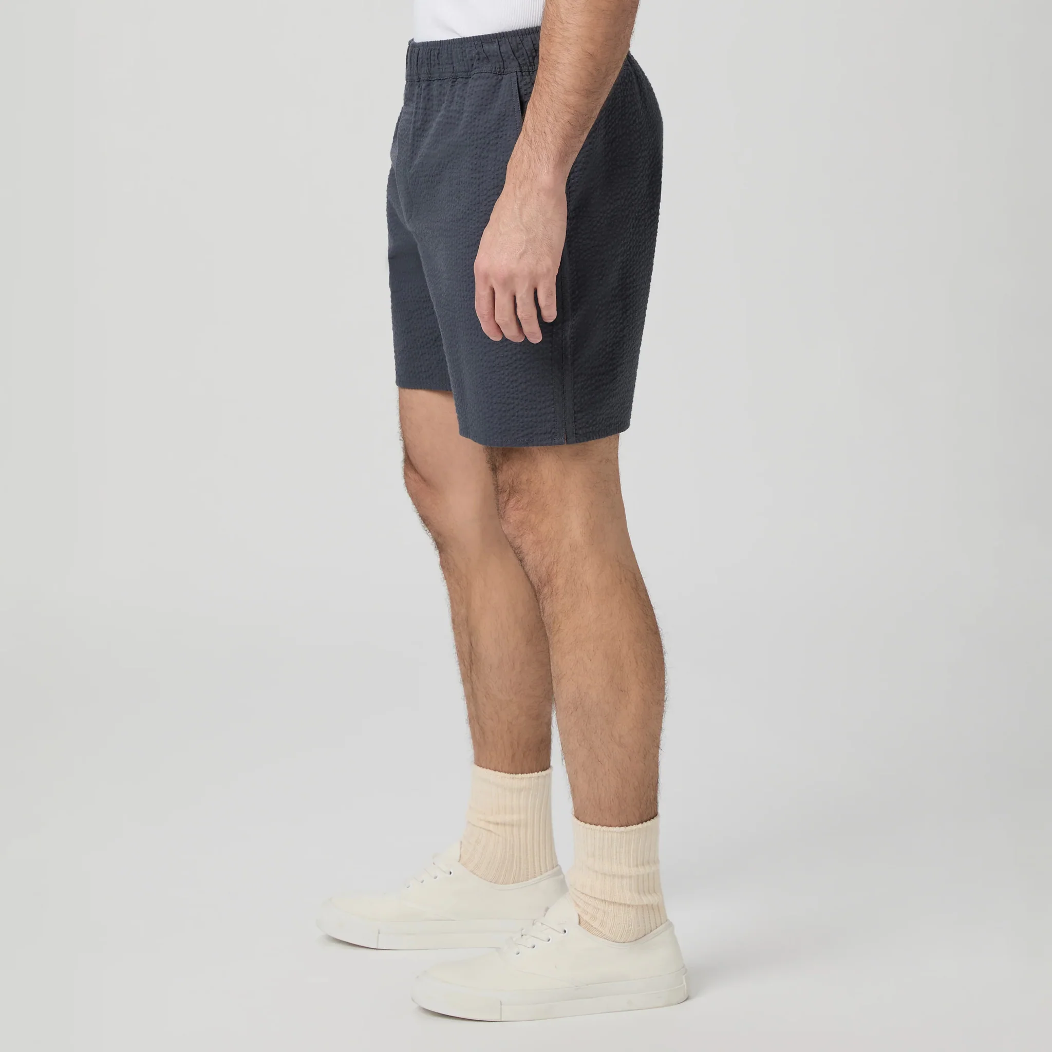 Ocean Floor (Navy) Cotton-Stretch Seersucker Teague Shorts - PAIGE - Image 3