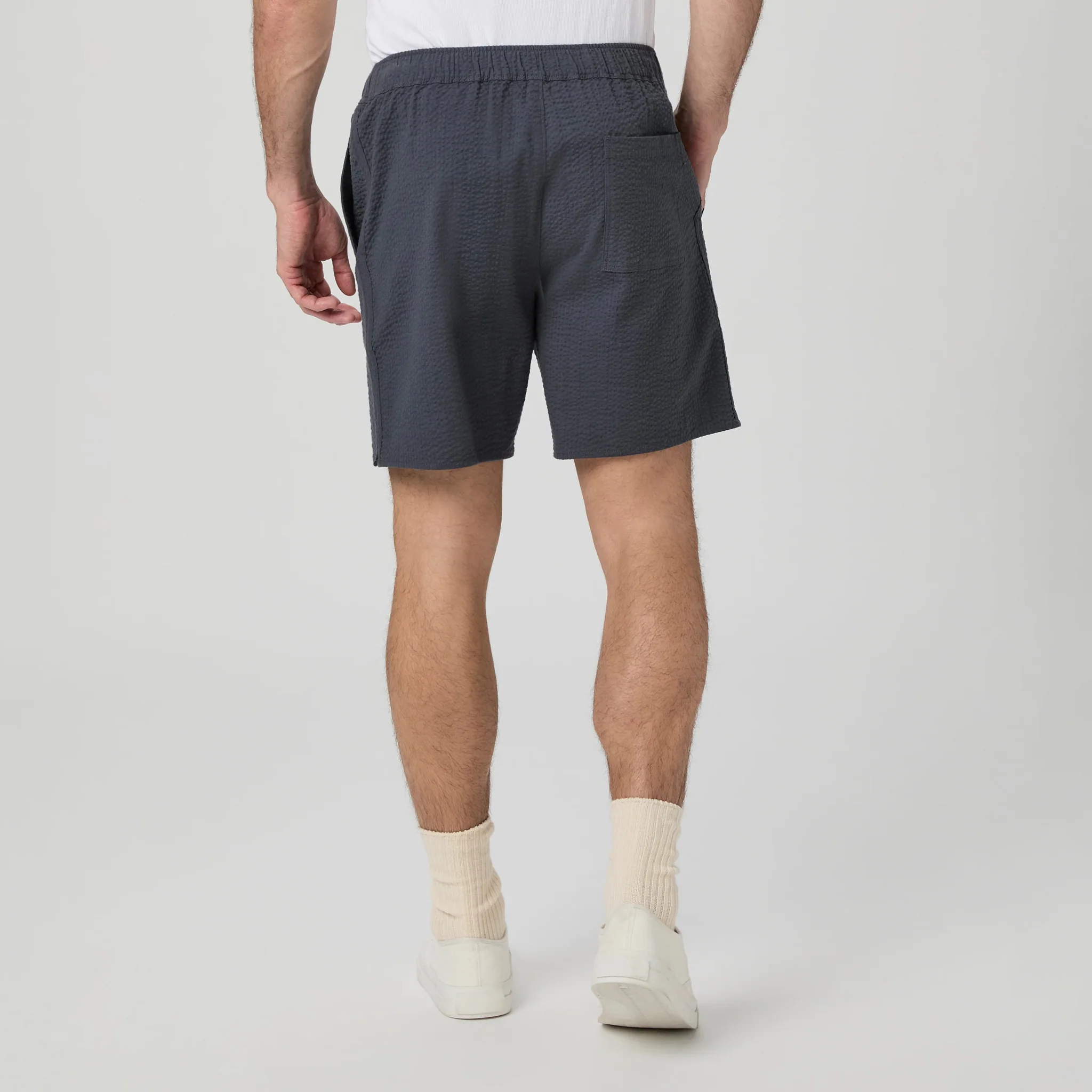Ocean Floor (Navy) Cotton-Stretch Seersucker Teague Shorts - PAIGE - Image 4