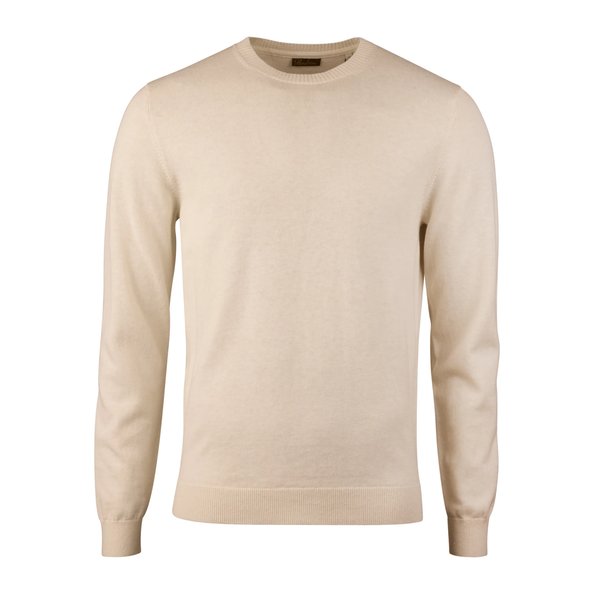 Off-White Knitted Hemp-Cotton Crew Neck Sweater - Stenströms