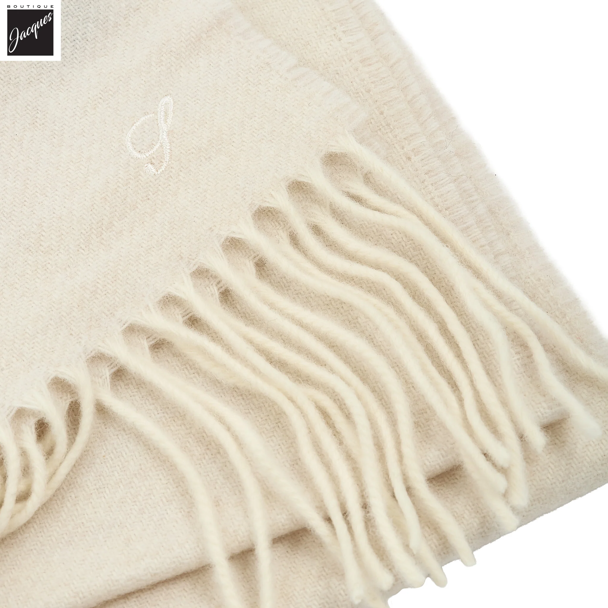 Off-White Solid Wool Scarf - Stenströms - Image 3