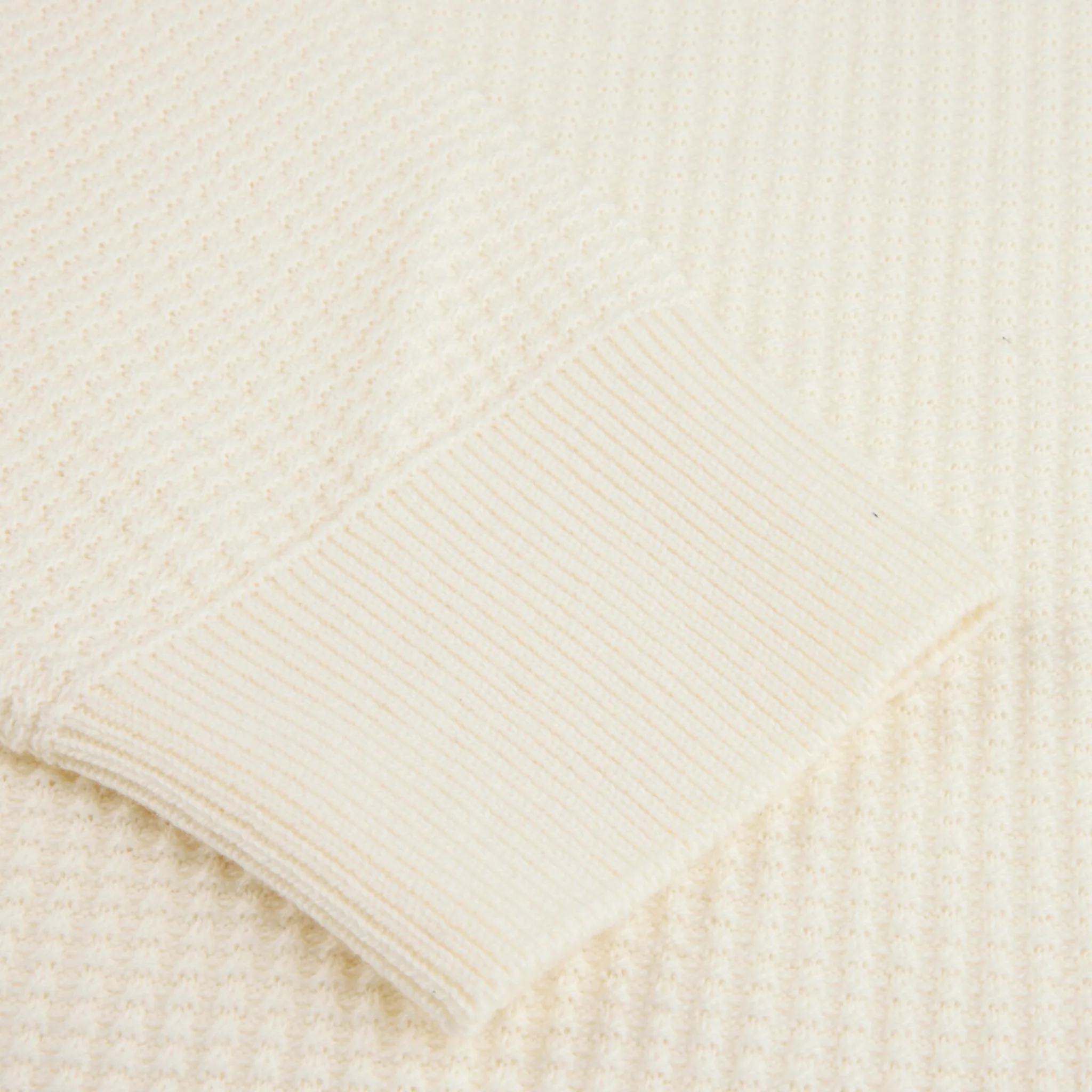 Off-White Textured Cotton Half Zip Sweater - Stenströms - Image 4