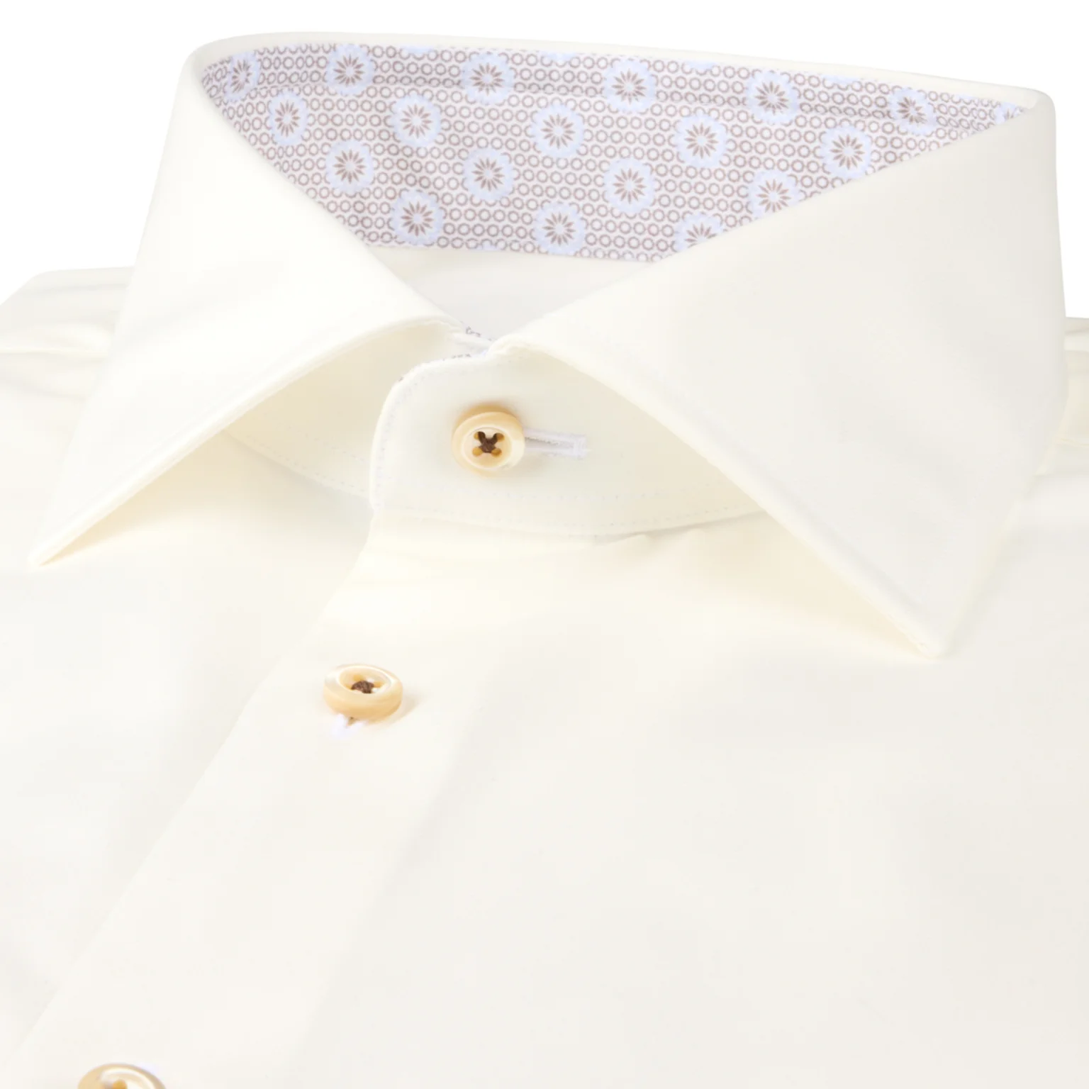 Off-White Twill Slimline Dress Shirt with Brown Contrast Details - Stenströms - Image 2