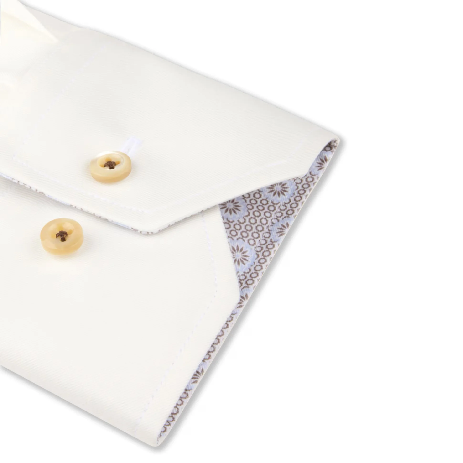 Off-White Twill Slimline Dress Shirt with Brown Contrast Details - Stenströms - Image 3