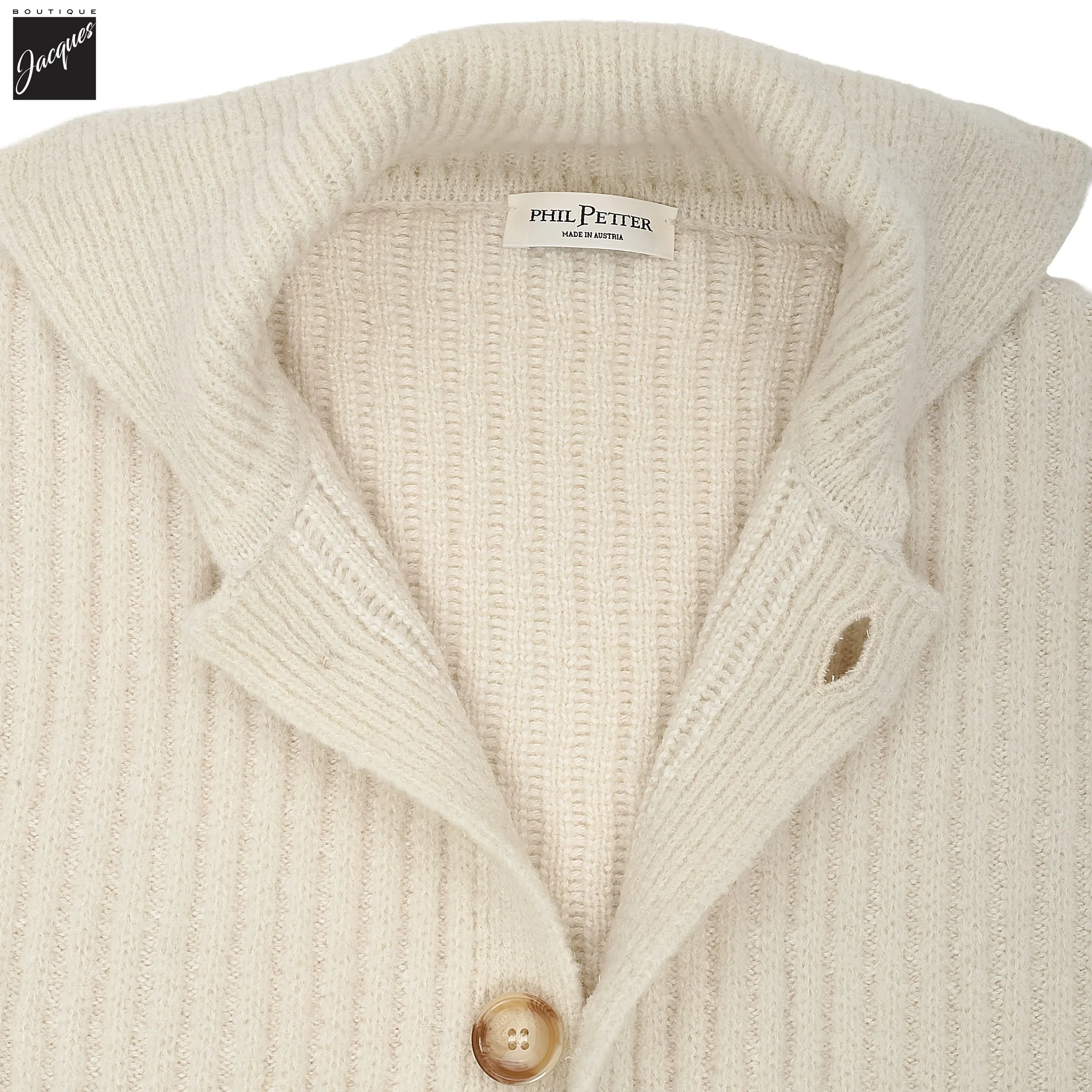 Off-White Wide Rib Bouclé Merino Overshirt - Phil Petter - Image 3