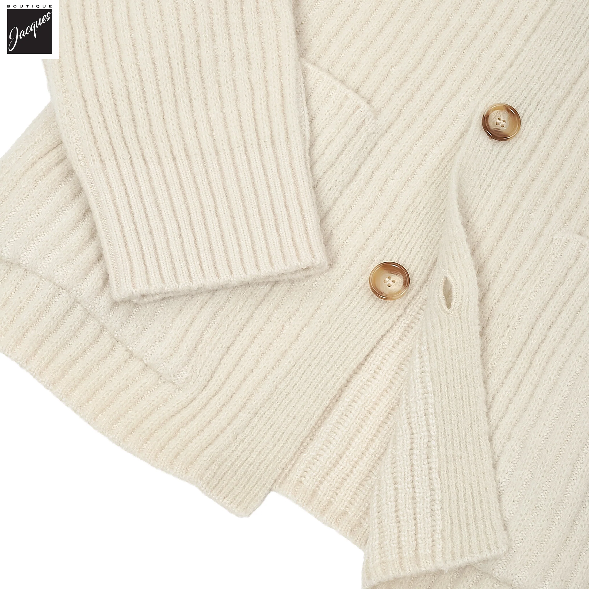 Off-White Wide Rib Bouclé Merino Overshirt - Phil Petter - Image 5