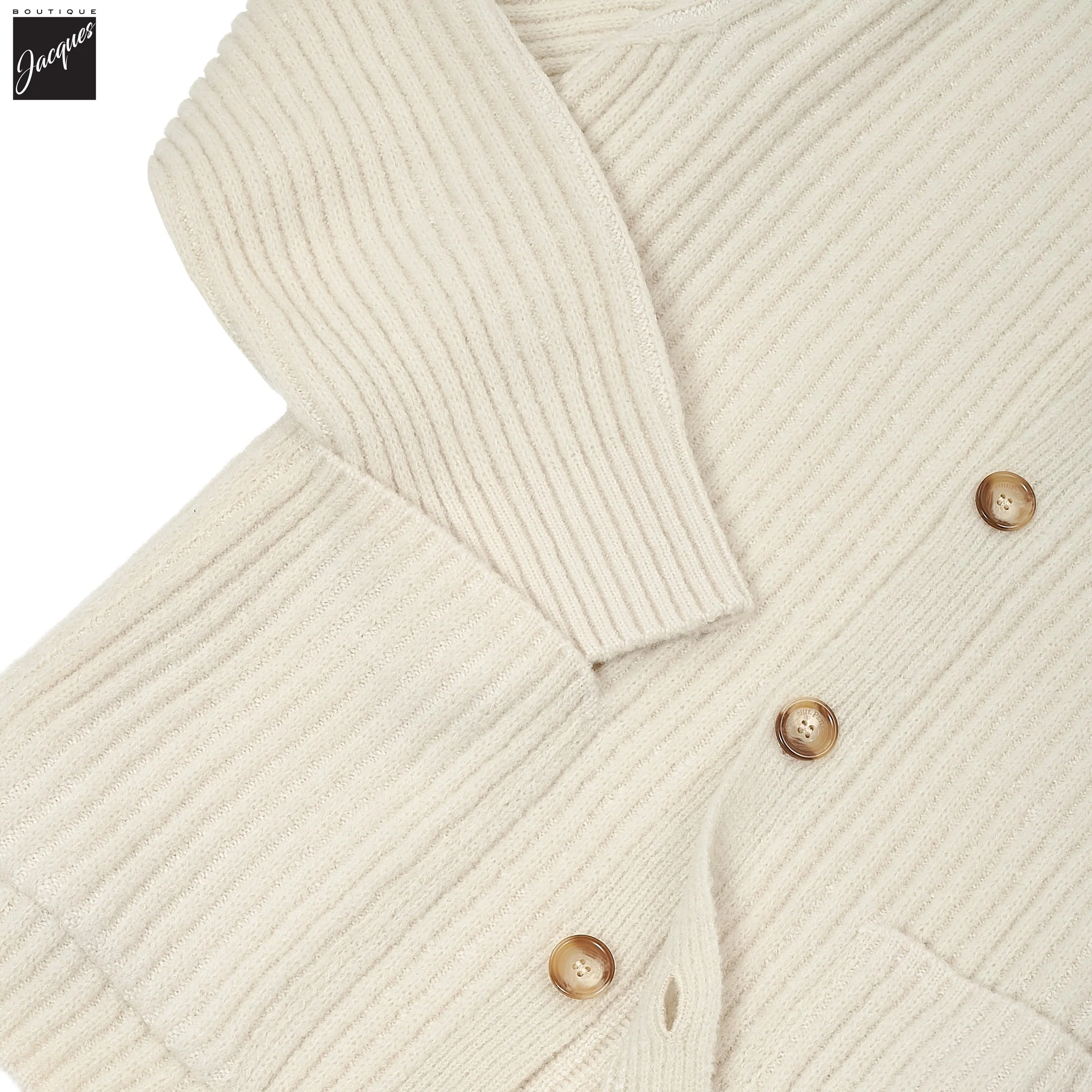 Off-White Wide Rib Bouclé Merino Overshirt - Phil Petter - Image 6
