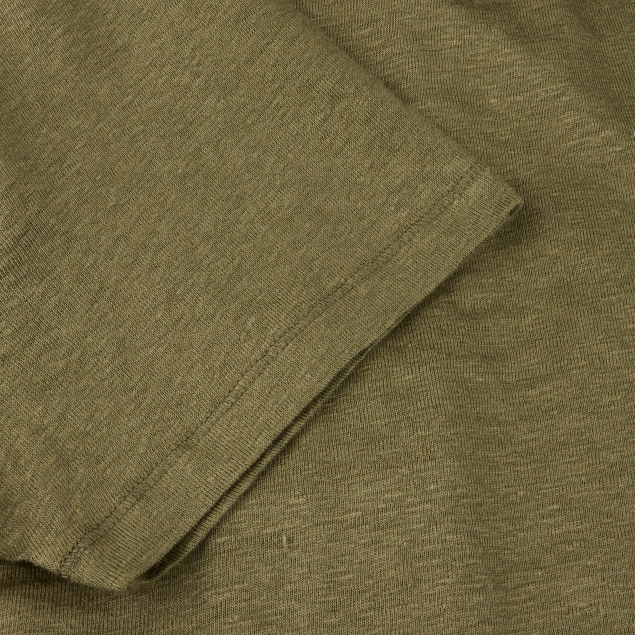 Olive Green Short Sleeve Linen-Stretch Knitted Resort Shirt - Stenströms - Image 5