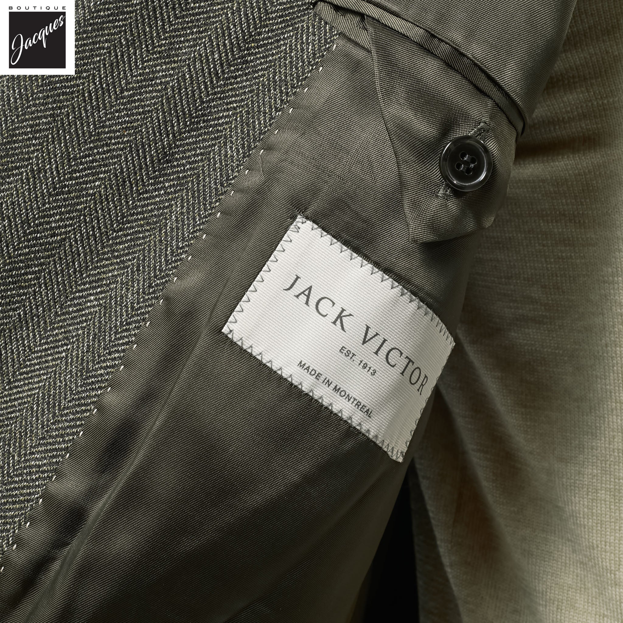 Olive Green Wool Cotton Morton Contemporary Fit Sport Jacket - Jack Victor - Image 3