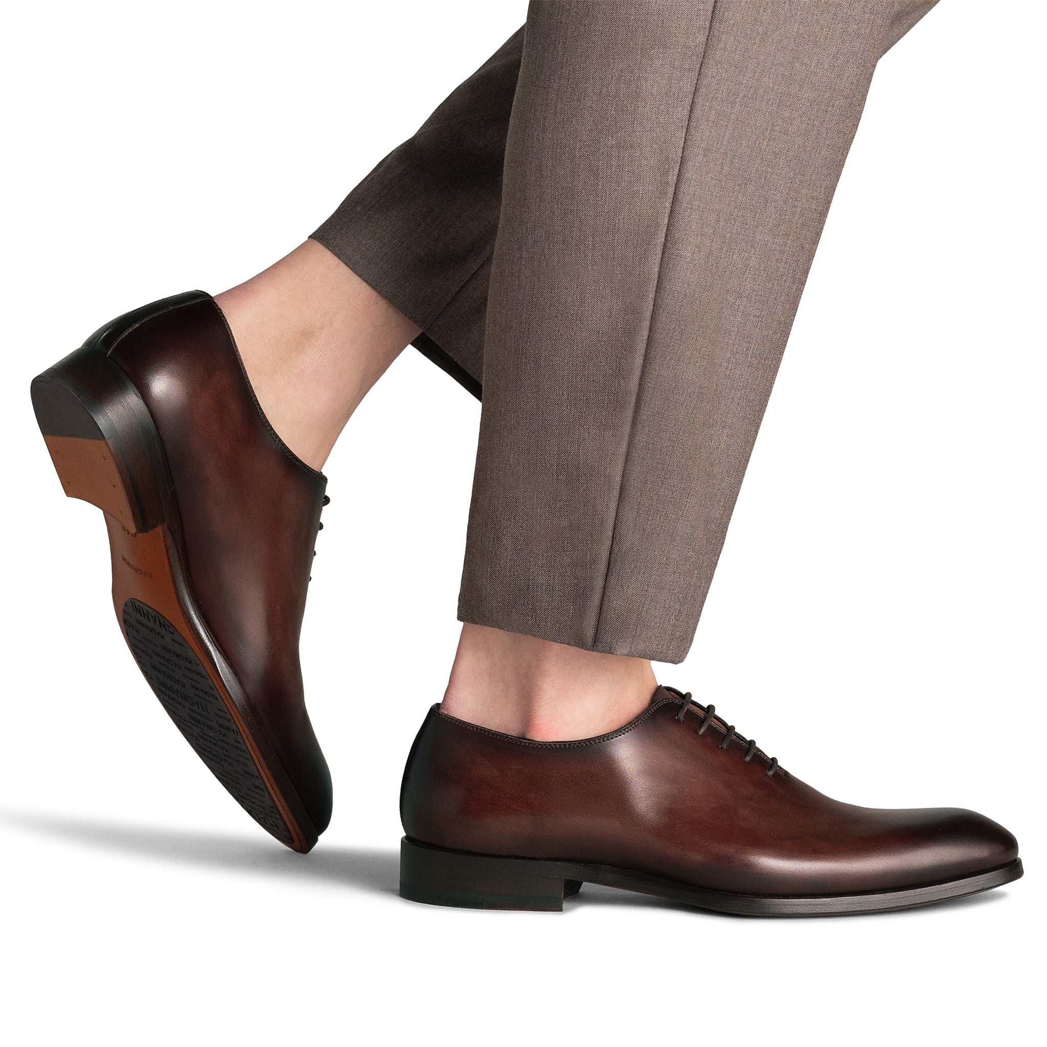 Open-Toe Fleur II Tabacco Leather Oxford Wholecut Shoes - Magnanni - Image 5