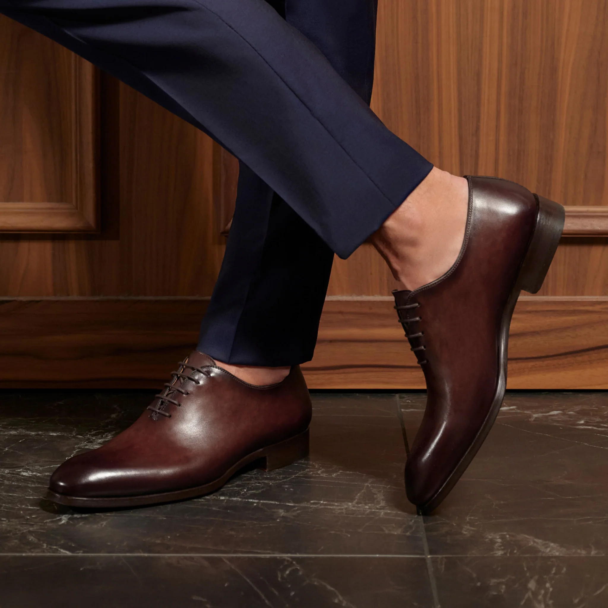 Open-Toe Fleur II Tabacco Leather Oxford Wholecut Shoes - Magnanni - Image 7