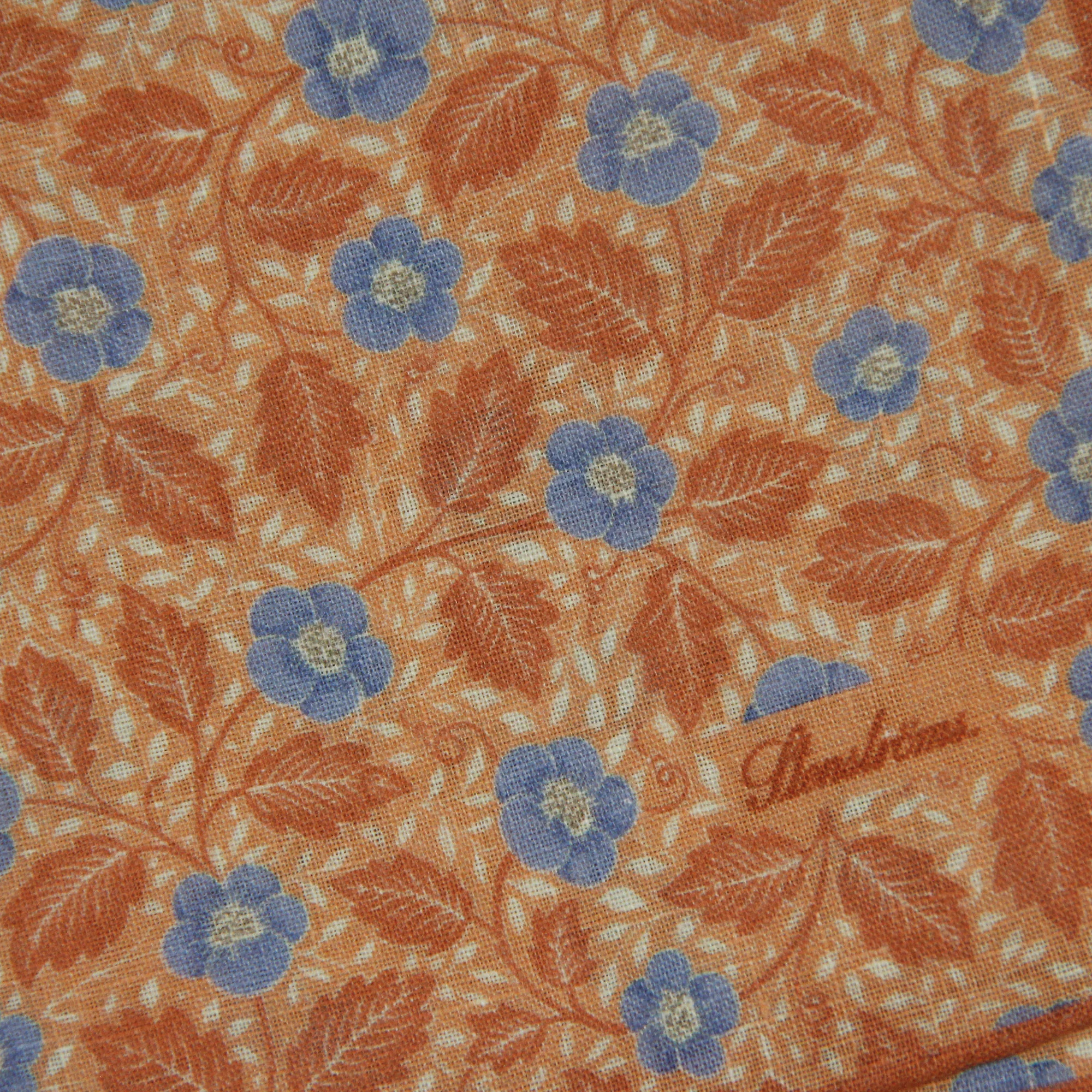 Orange & Blue Floral Linen Hankie - Stenströms - Image 2