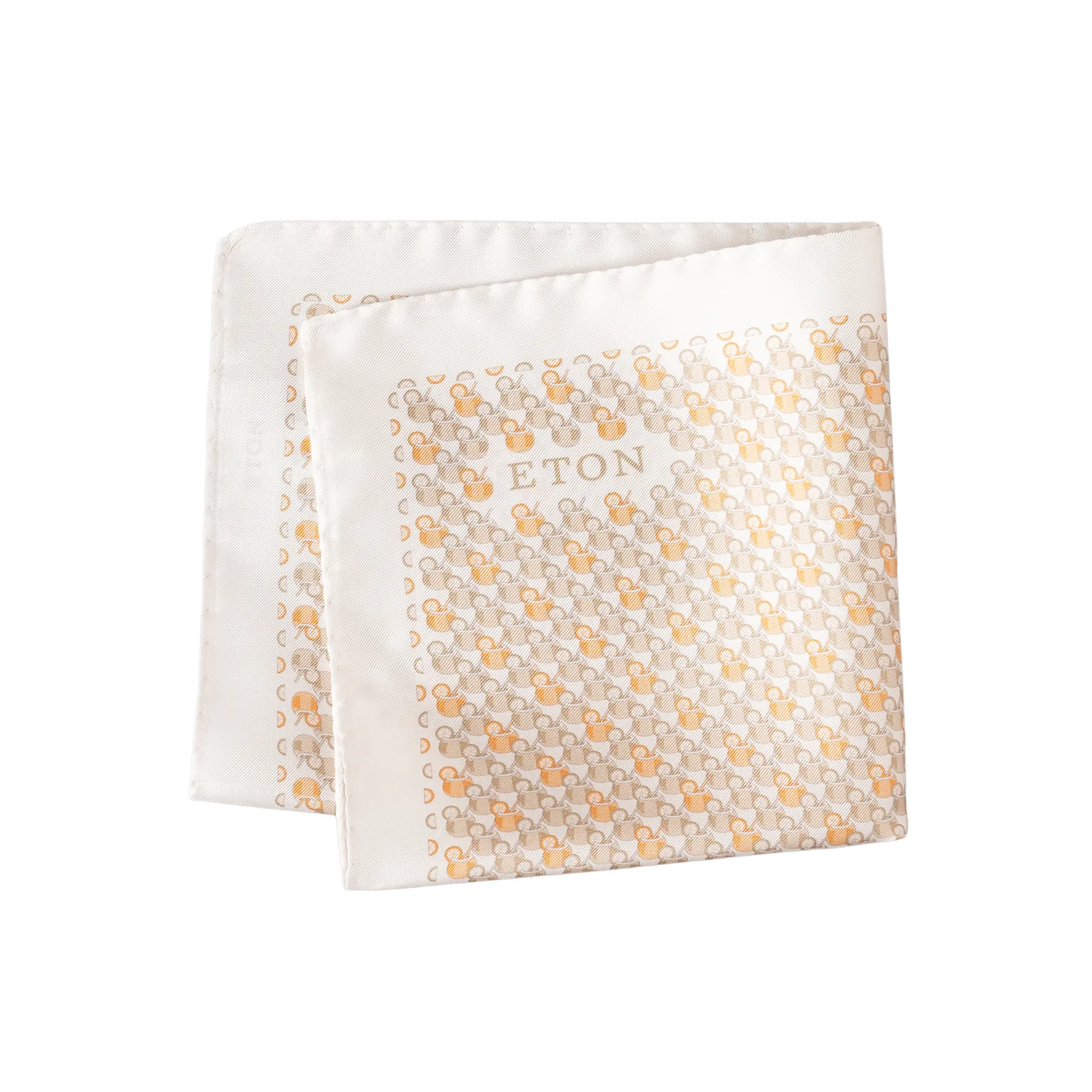 Orange Cocktail Motif Silk Twill Pocket Square - ETON