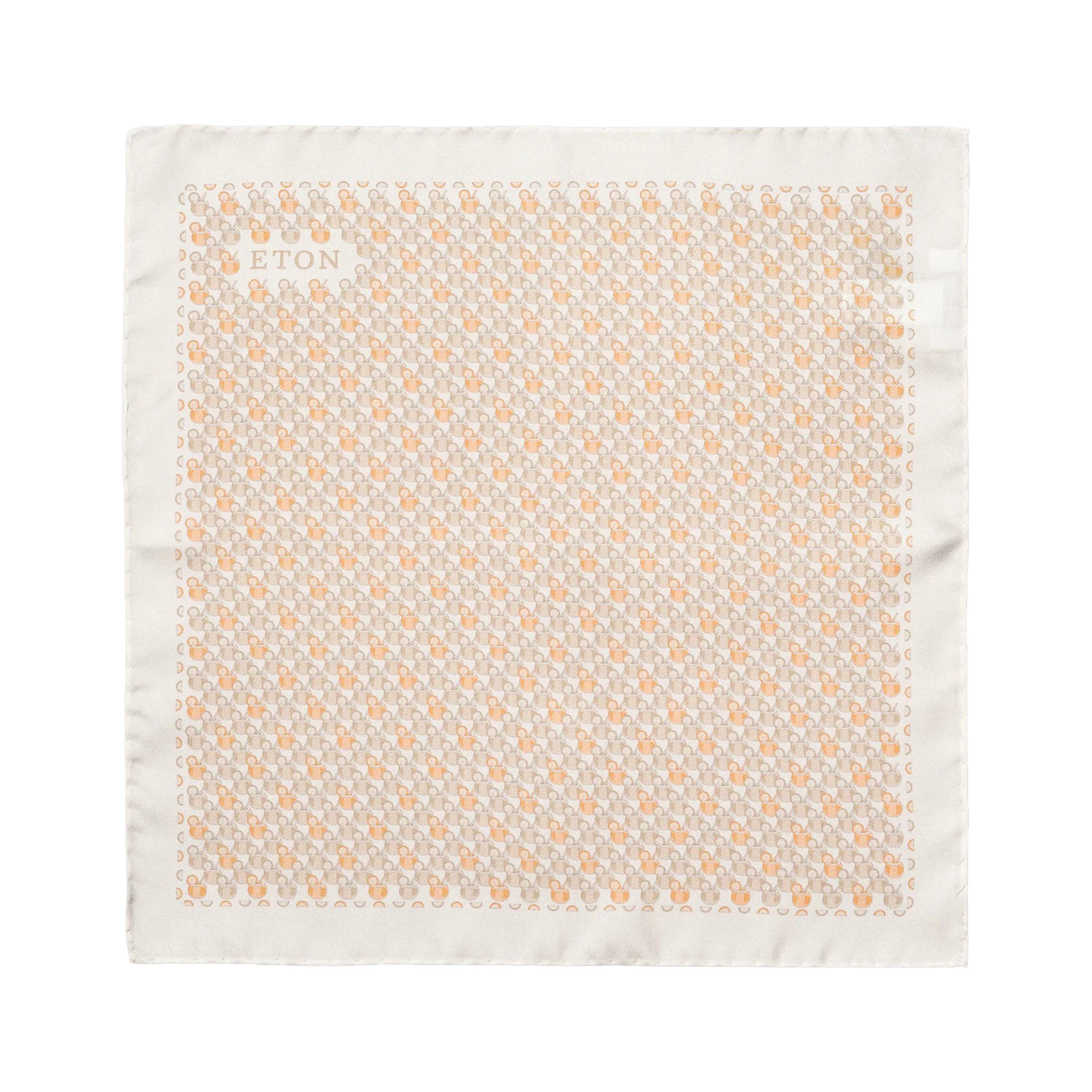 Orange Cocktail Motif Silk Twill Pocket Square - ETON - Image 2