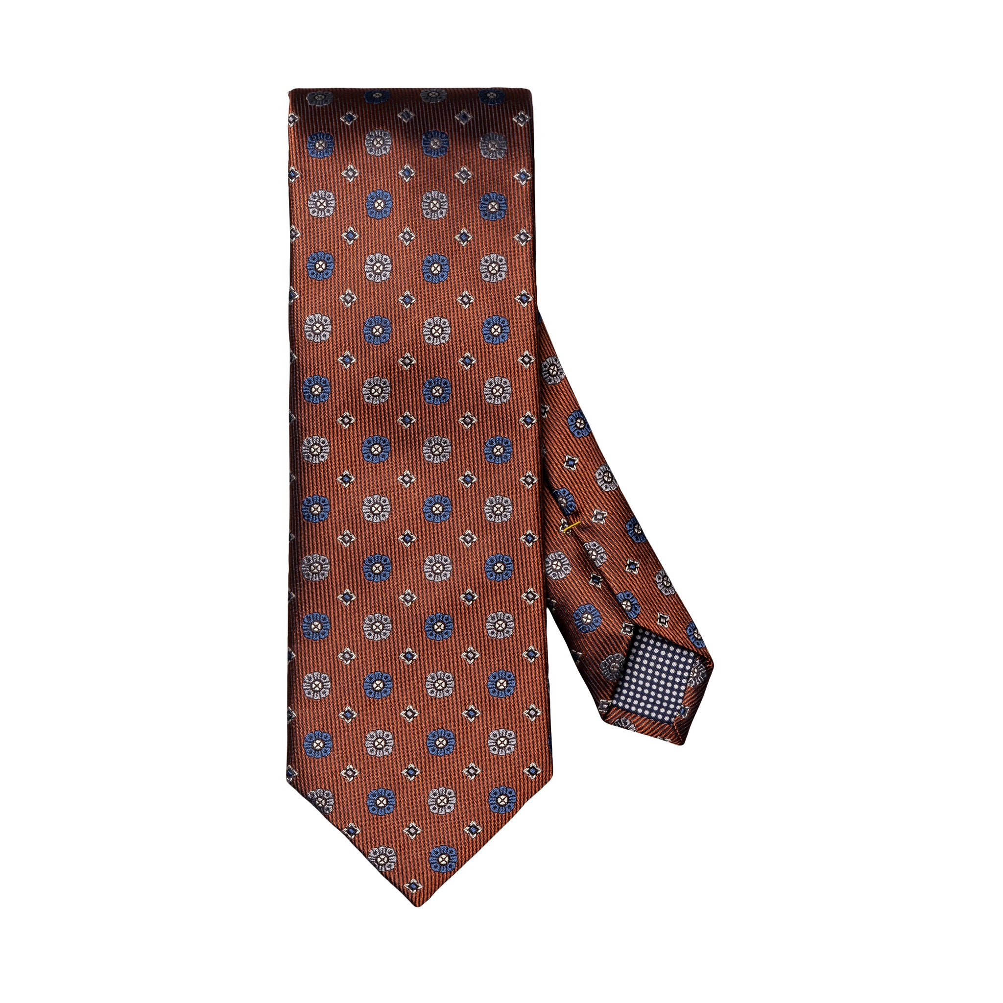 Orange Geometric Pattern Woven Silk Tie - ETON - Image 2