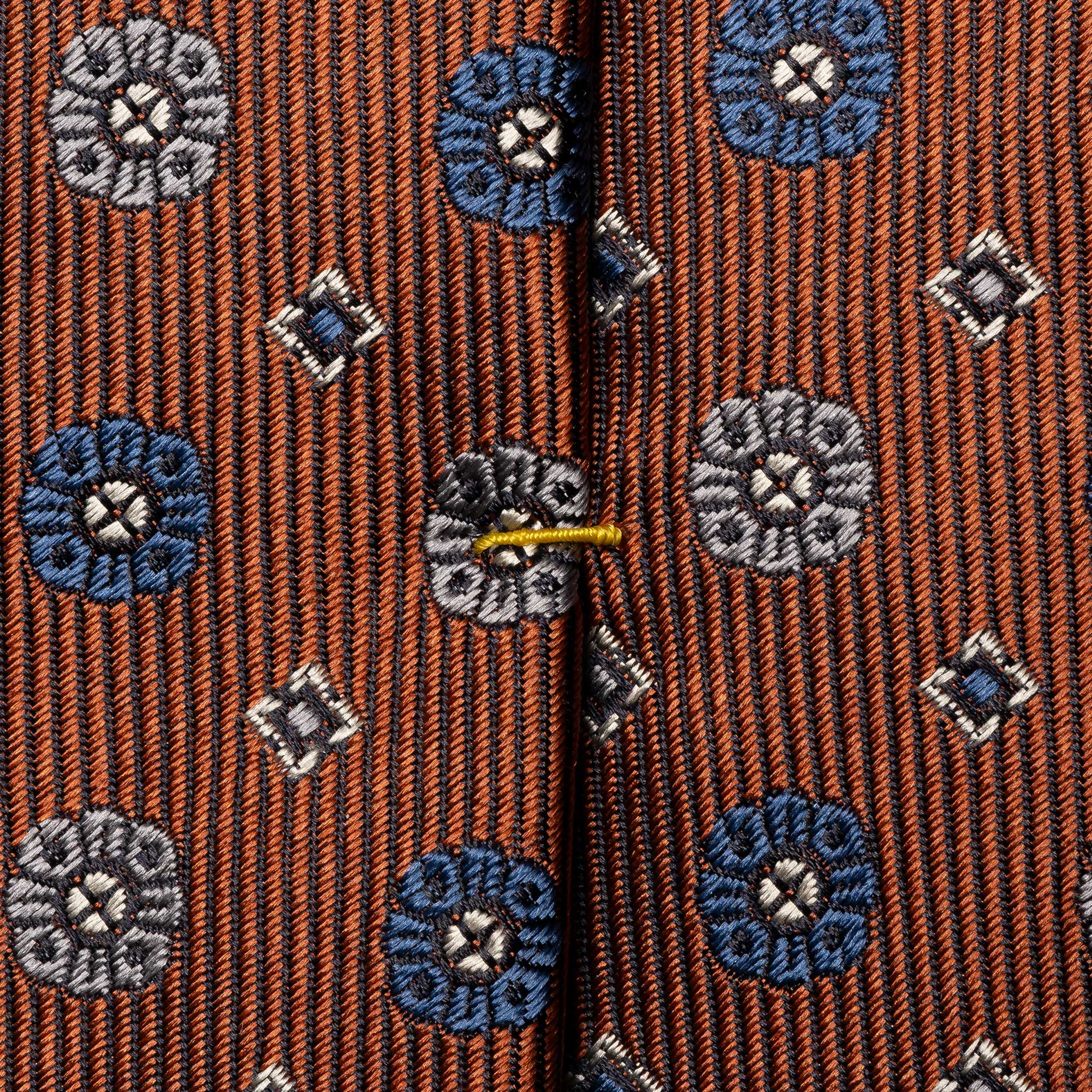 Orange Geometric Pattern Woven Silk Tie - ETON - Image 4
