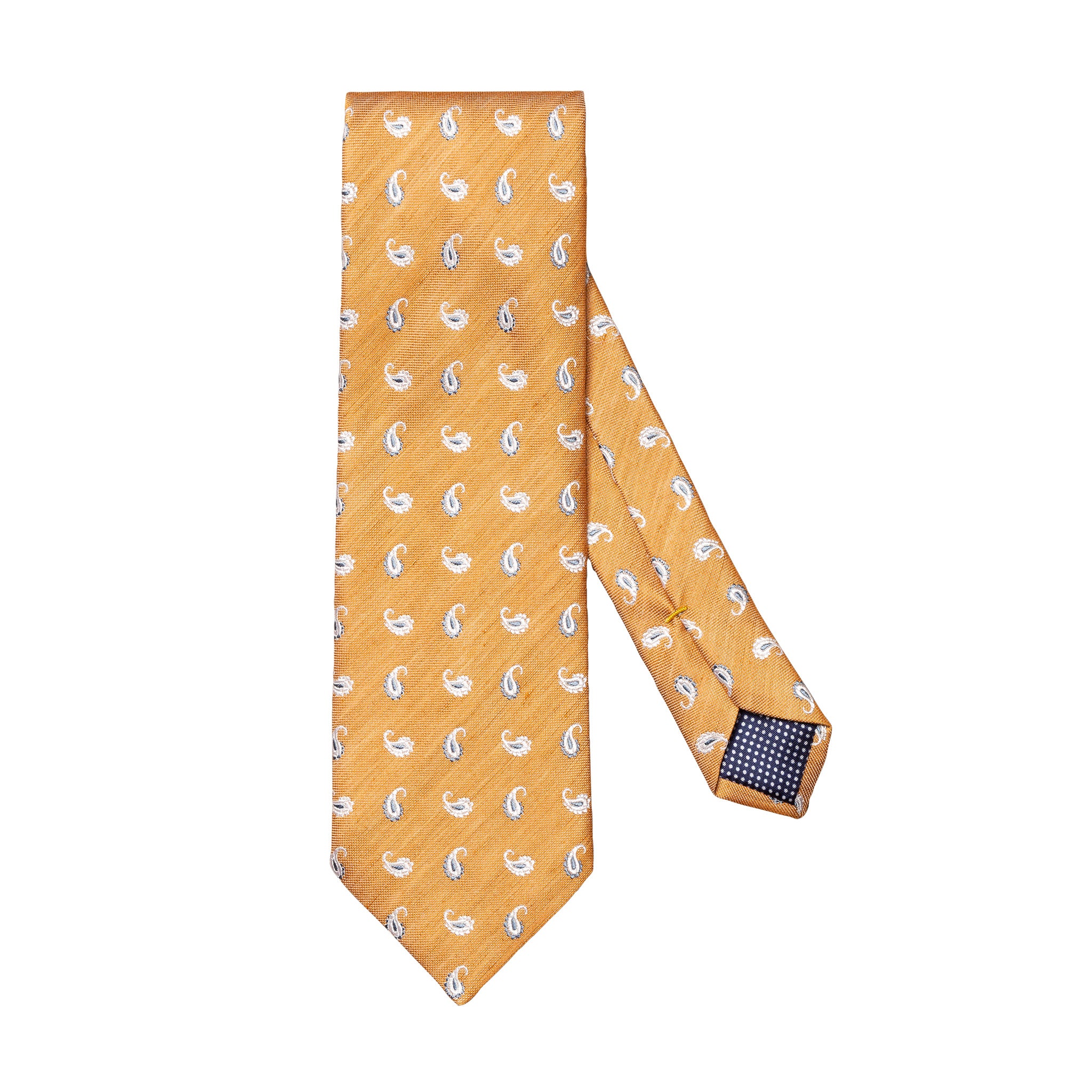 Orange Paisley Pattern Silk-Linen Tie - ETON