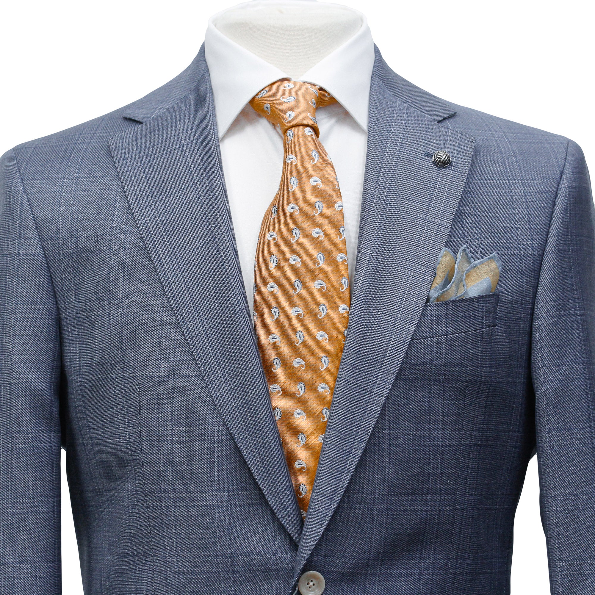 Orange Paisley Pattern Silk-Linen Tie - ETON - Image 2
